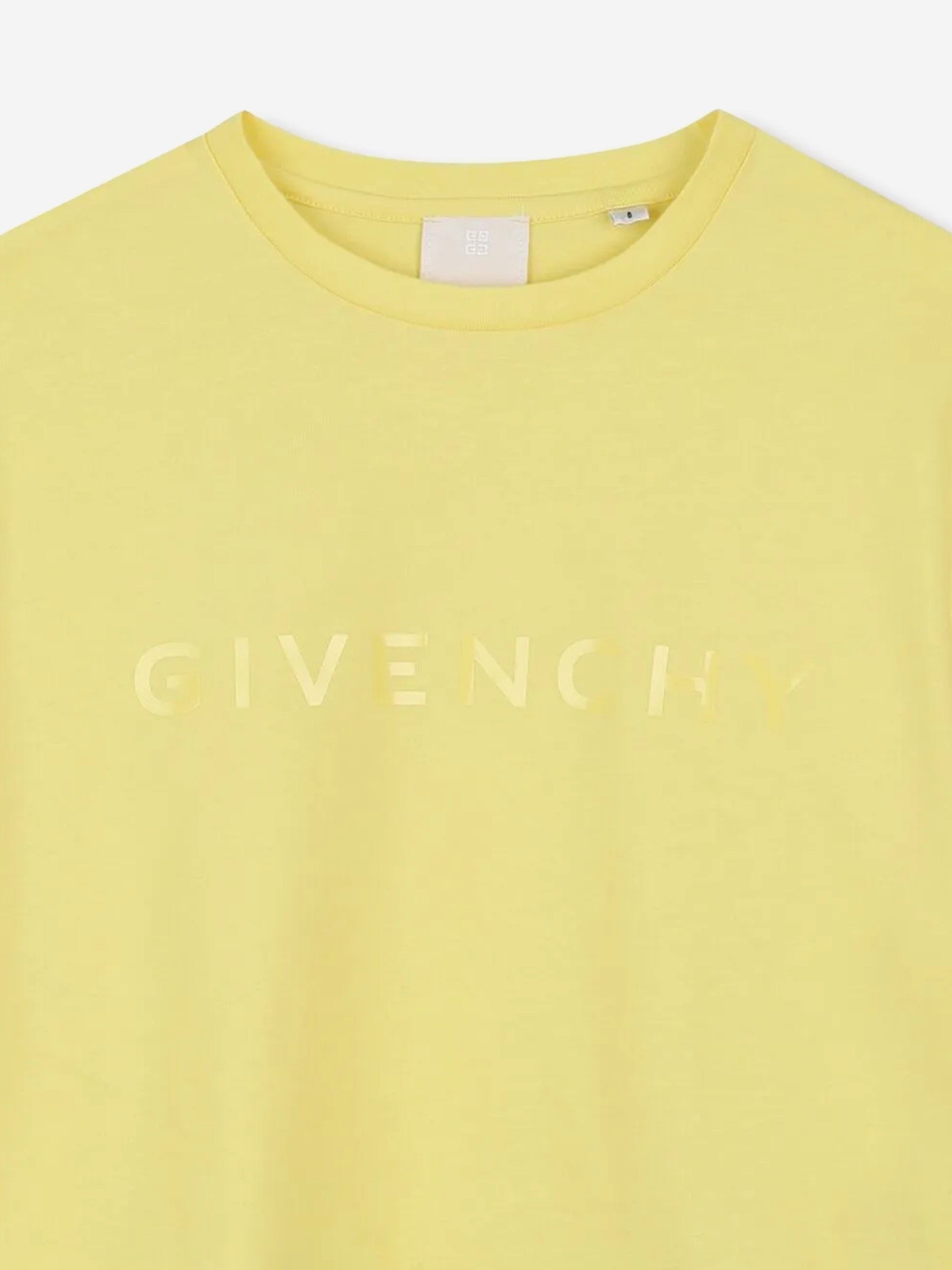 Givenchy Girls Logo Print T-Shirt in Yellow