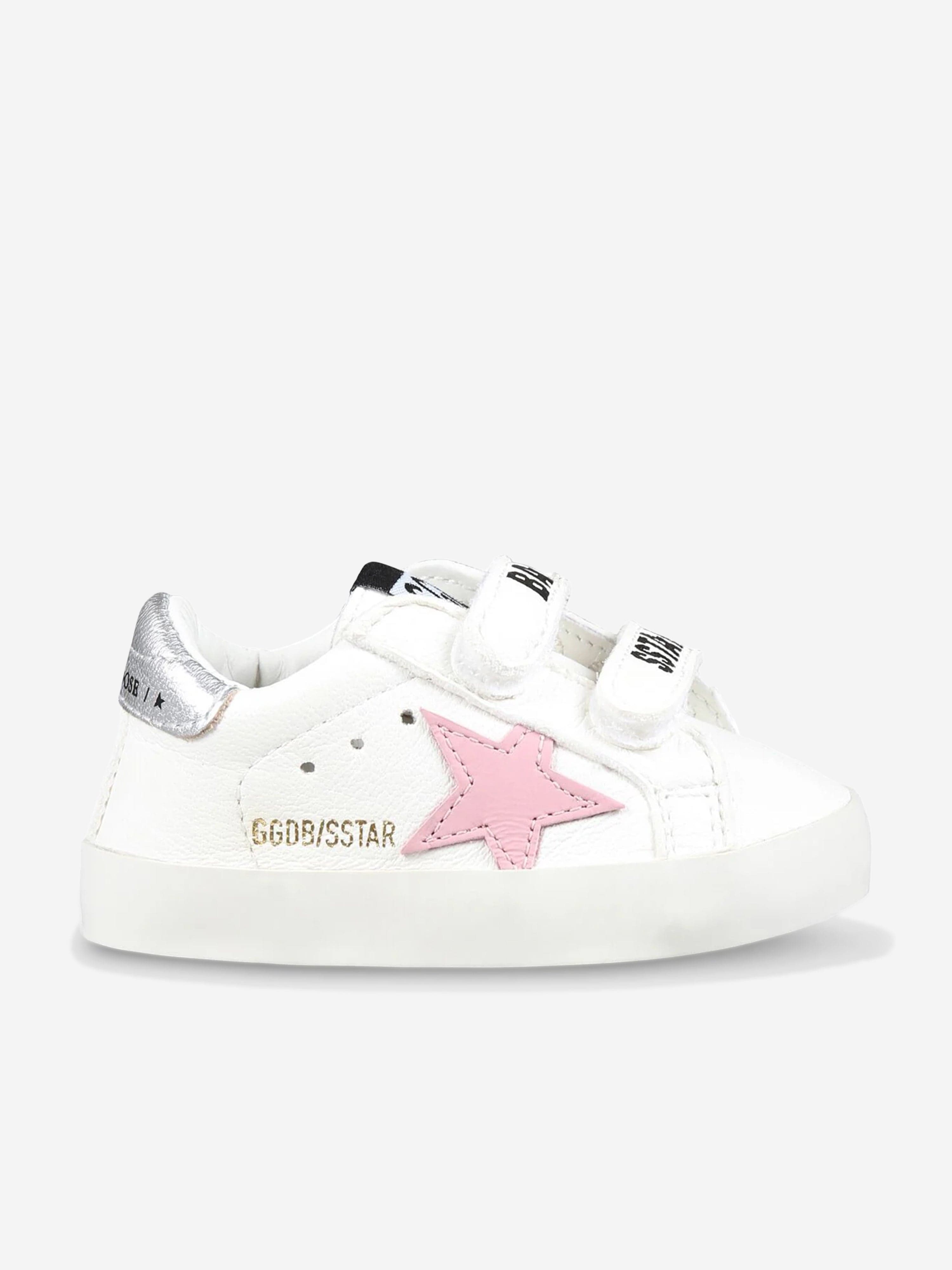 Golden Goose Girls Leather Suede Star Trainers in White