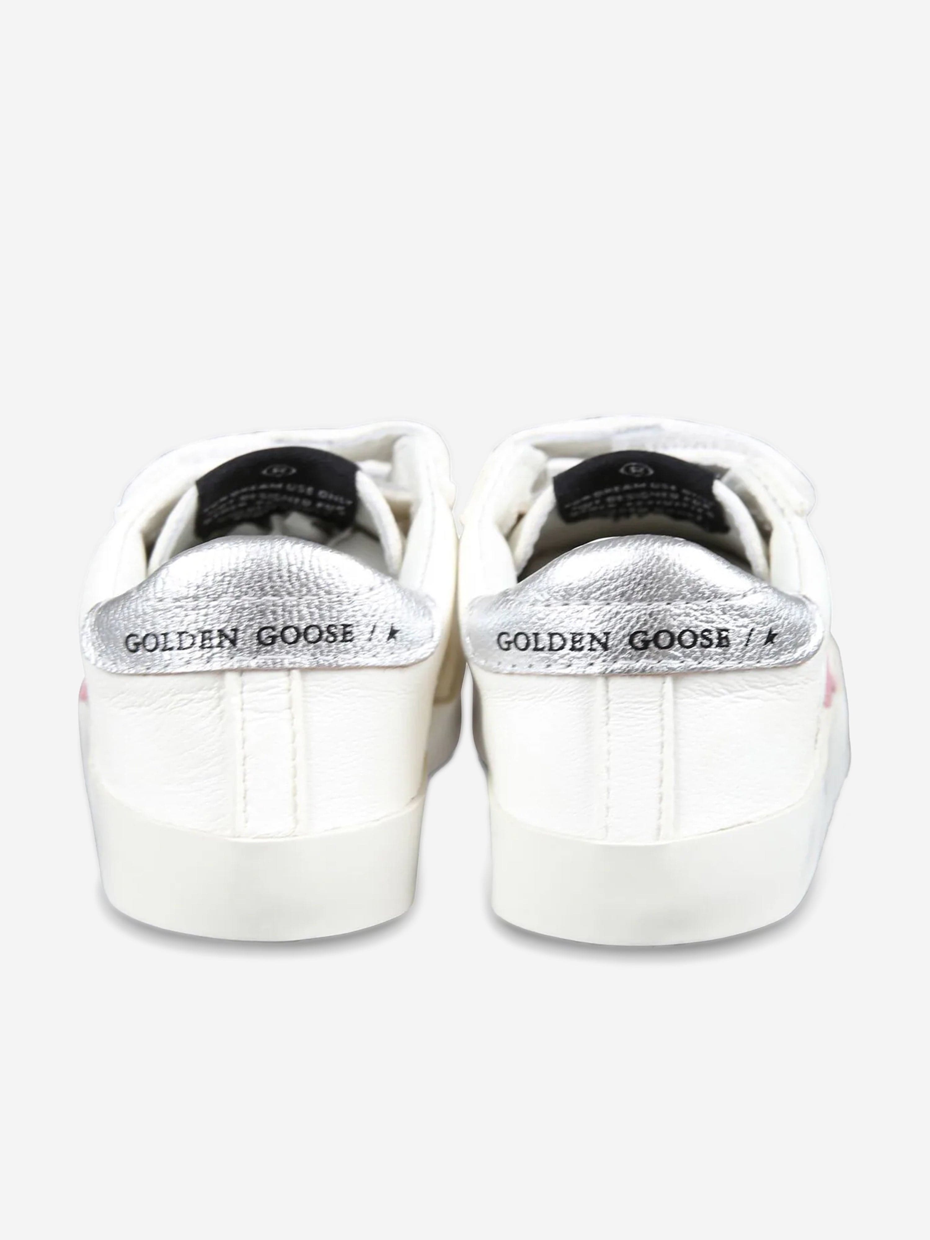 Golden Goose Girls Leather Suede Star Trainers in White