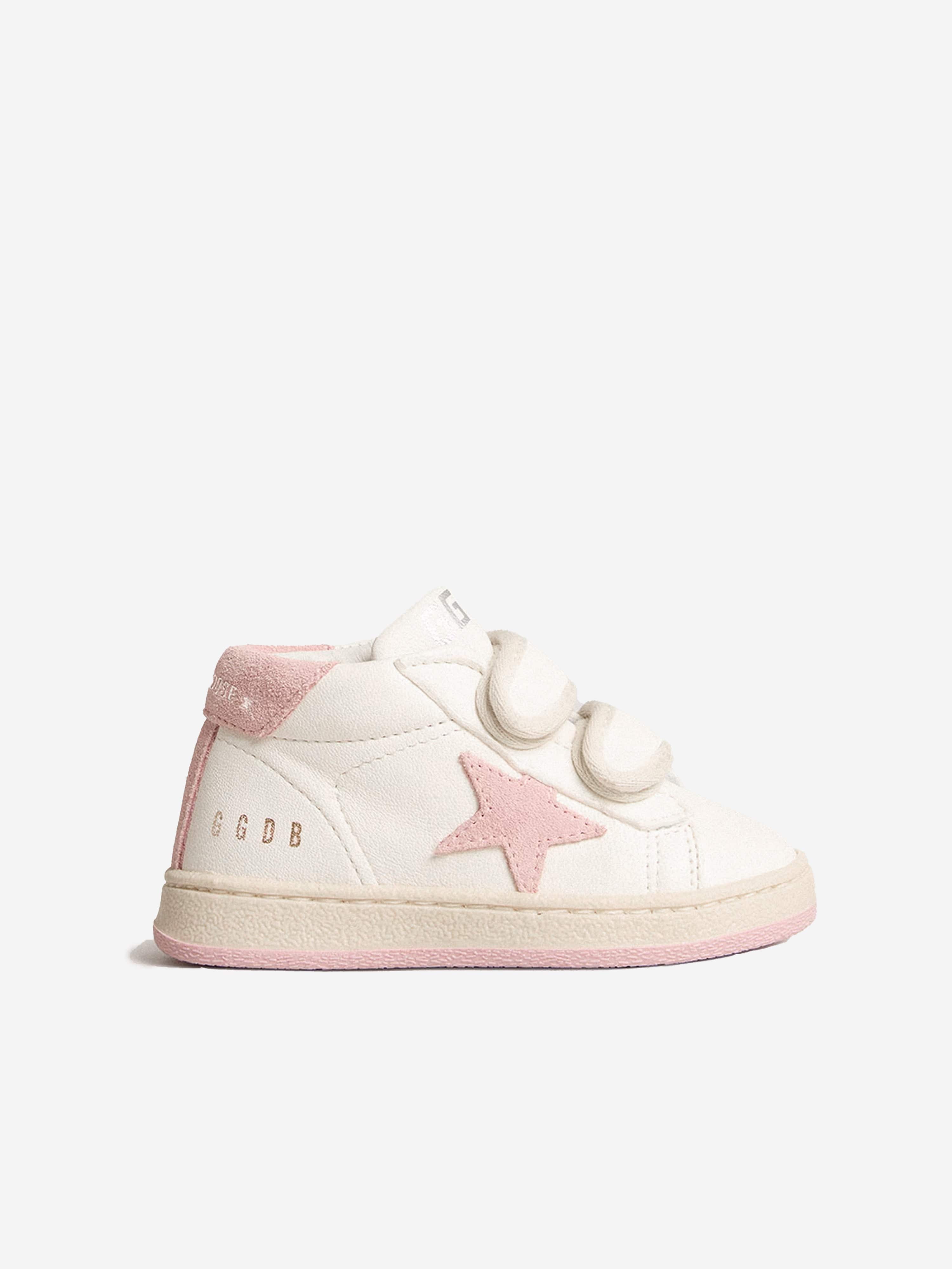 Girls Leather and Suede Star June Trainers in White