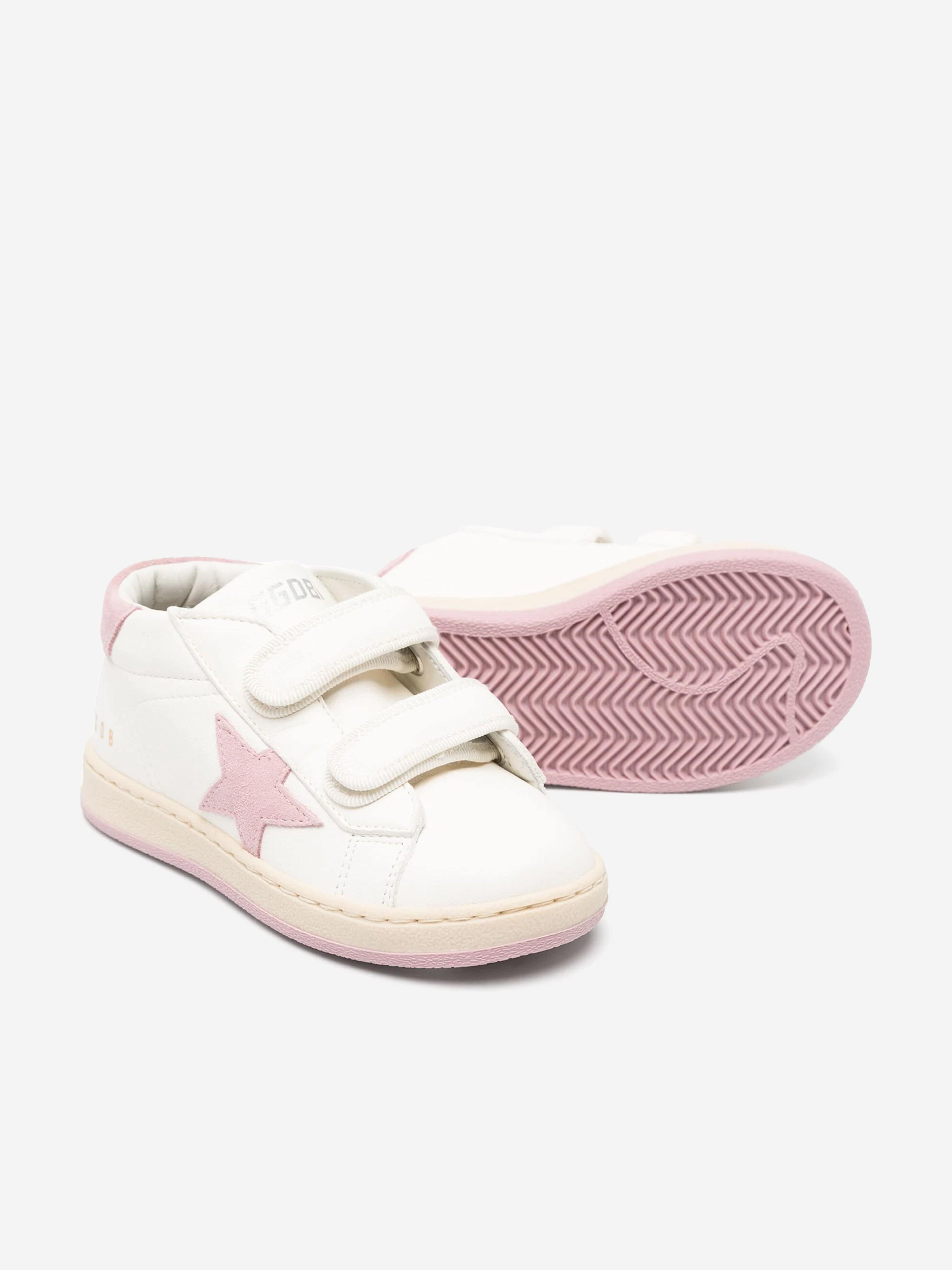 Golden Goose Girls Leather and Suede Star June Trainers in White