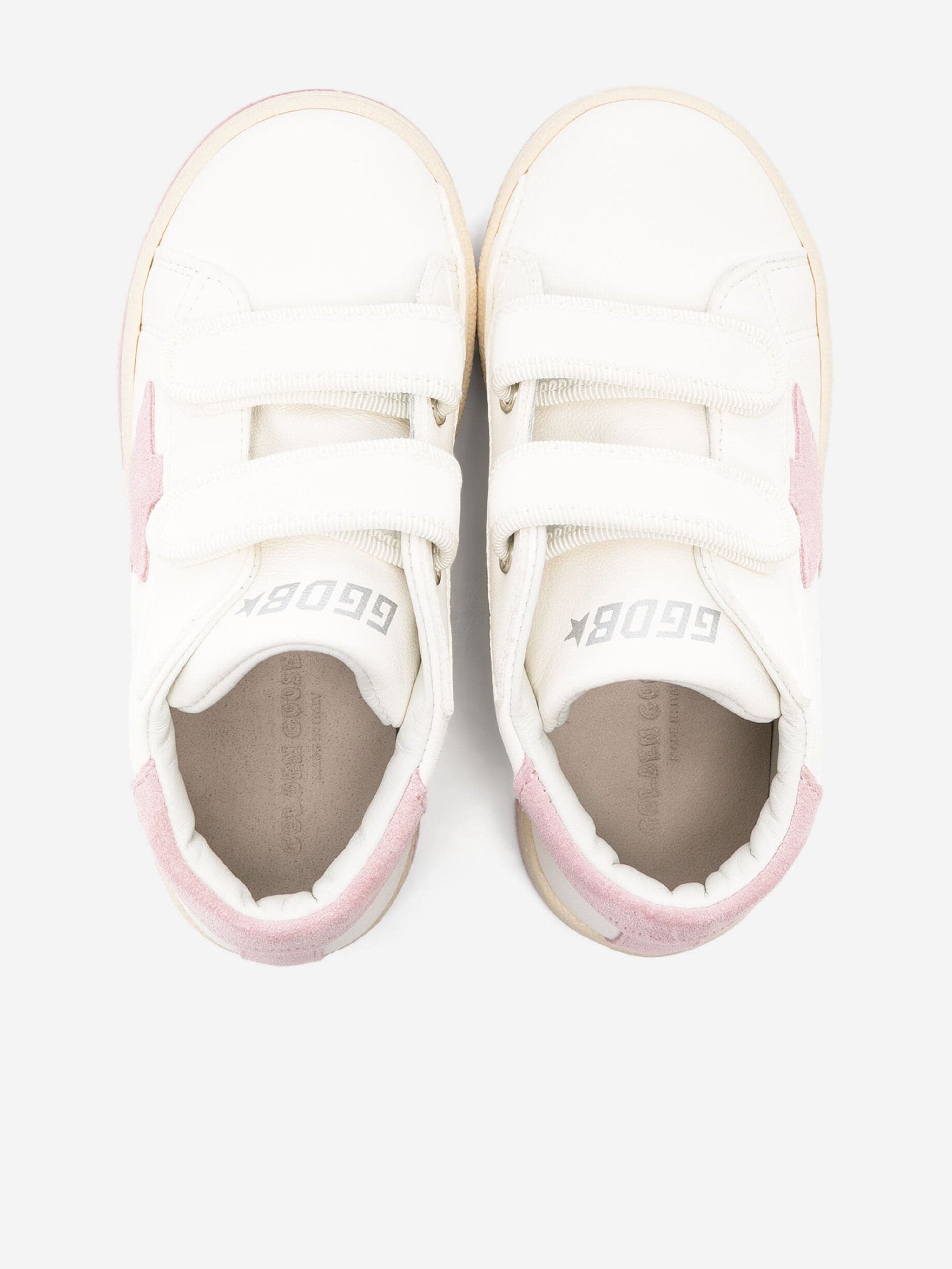 Golden Goose Girls Leather and Suede Star June Trainers in White