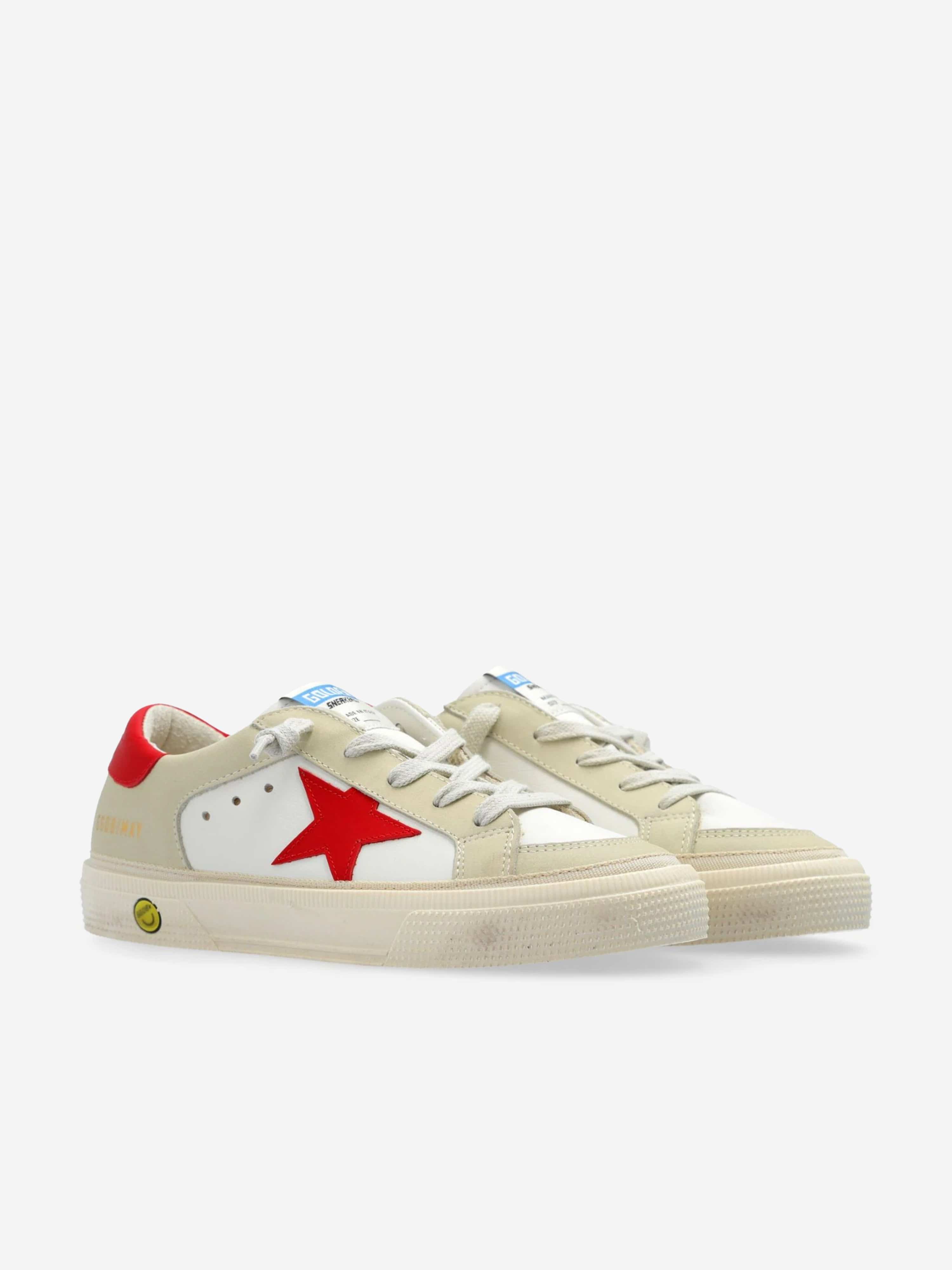 Golden Goose Girls Leather Star May Trainers in White