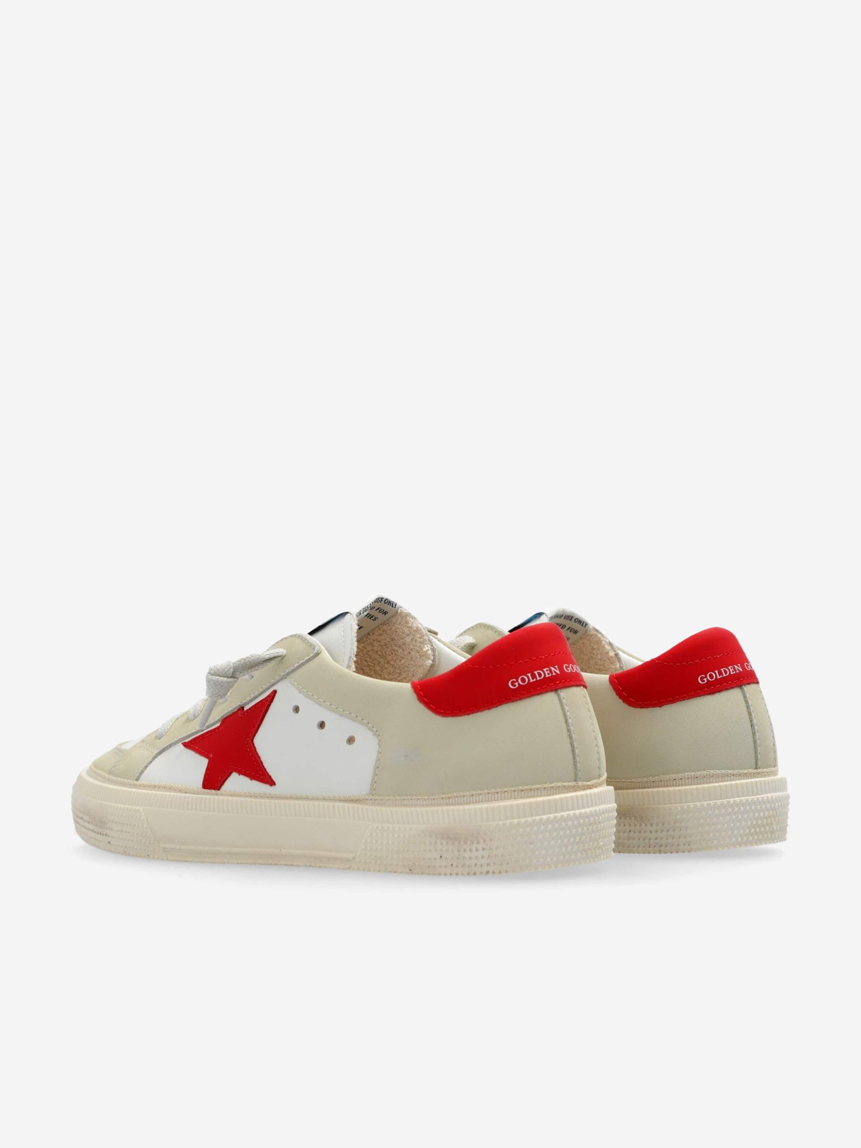 Golden Goose Girls Leather Star May Trainers in White