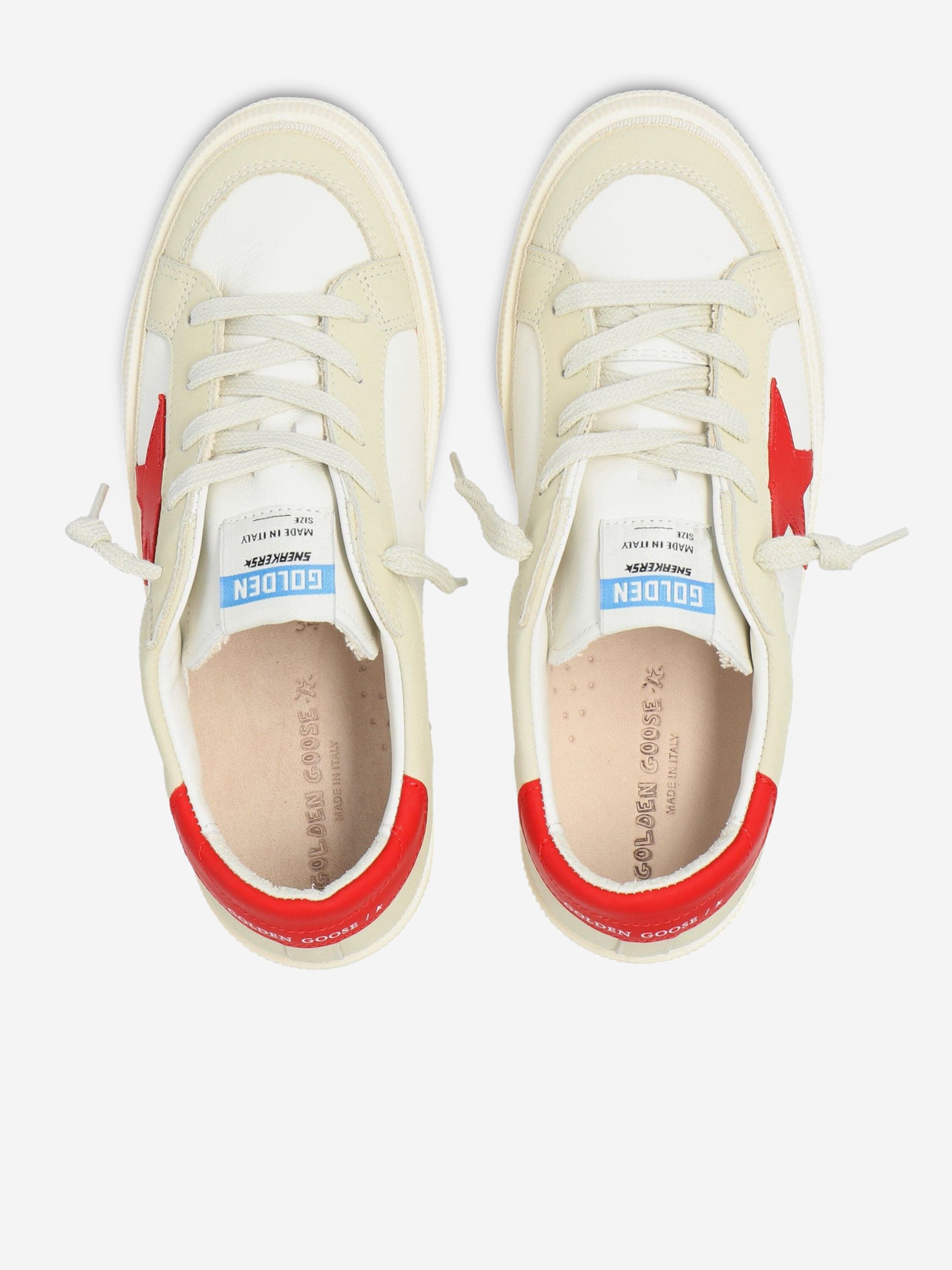 Golden Goose Girls Leather Star May Trainers in White