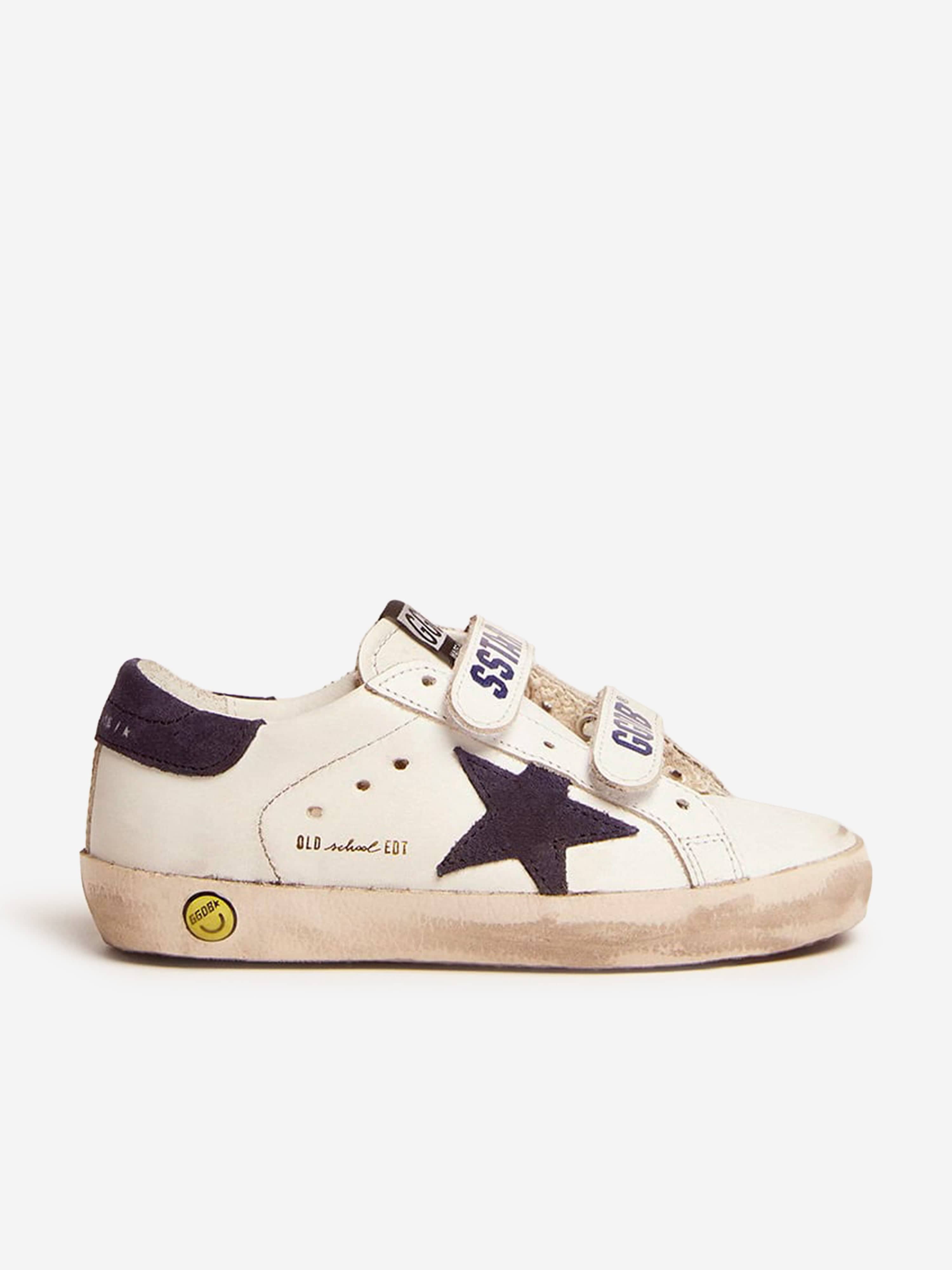 Golden Goose Kids Old School Leather and Suede Star Trainers in White