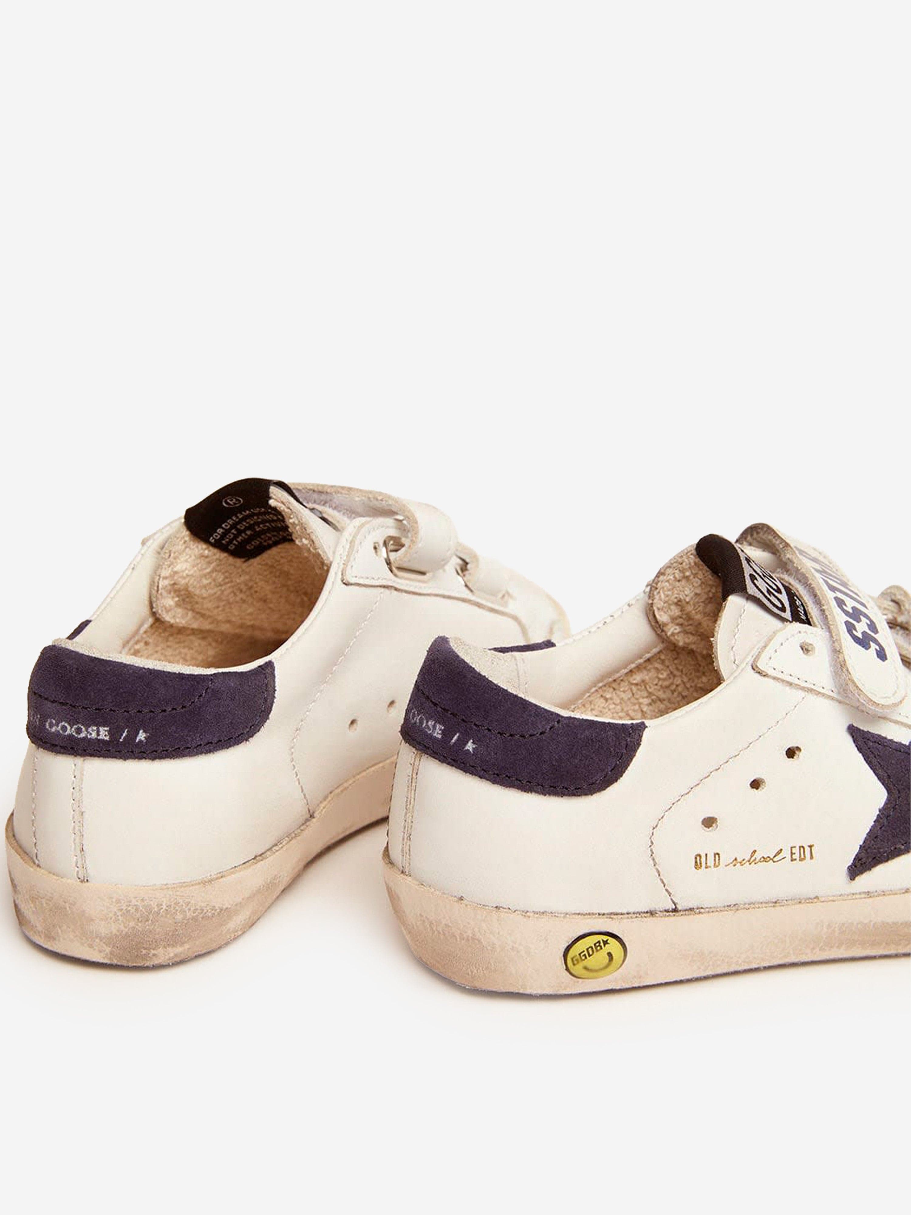 Golden Goose Kids Old School Leather and Suede Star Trainers in White