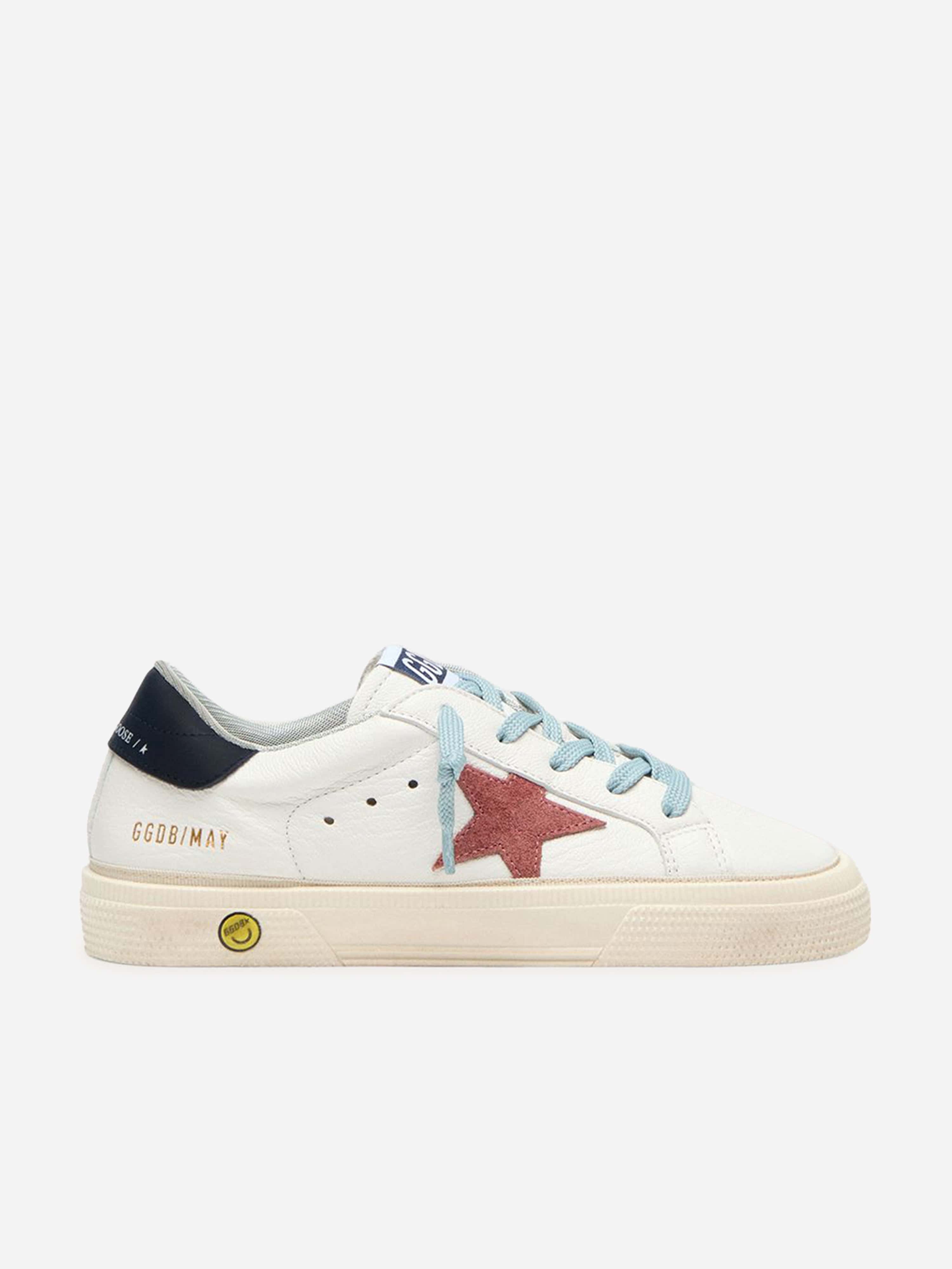 Golden Goose Kids Leather and Suede Star May Trainers in White