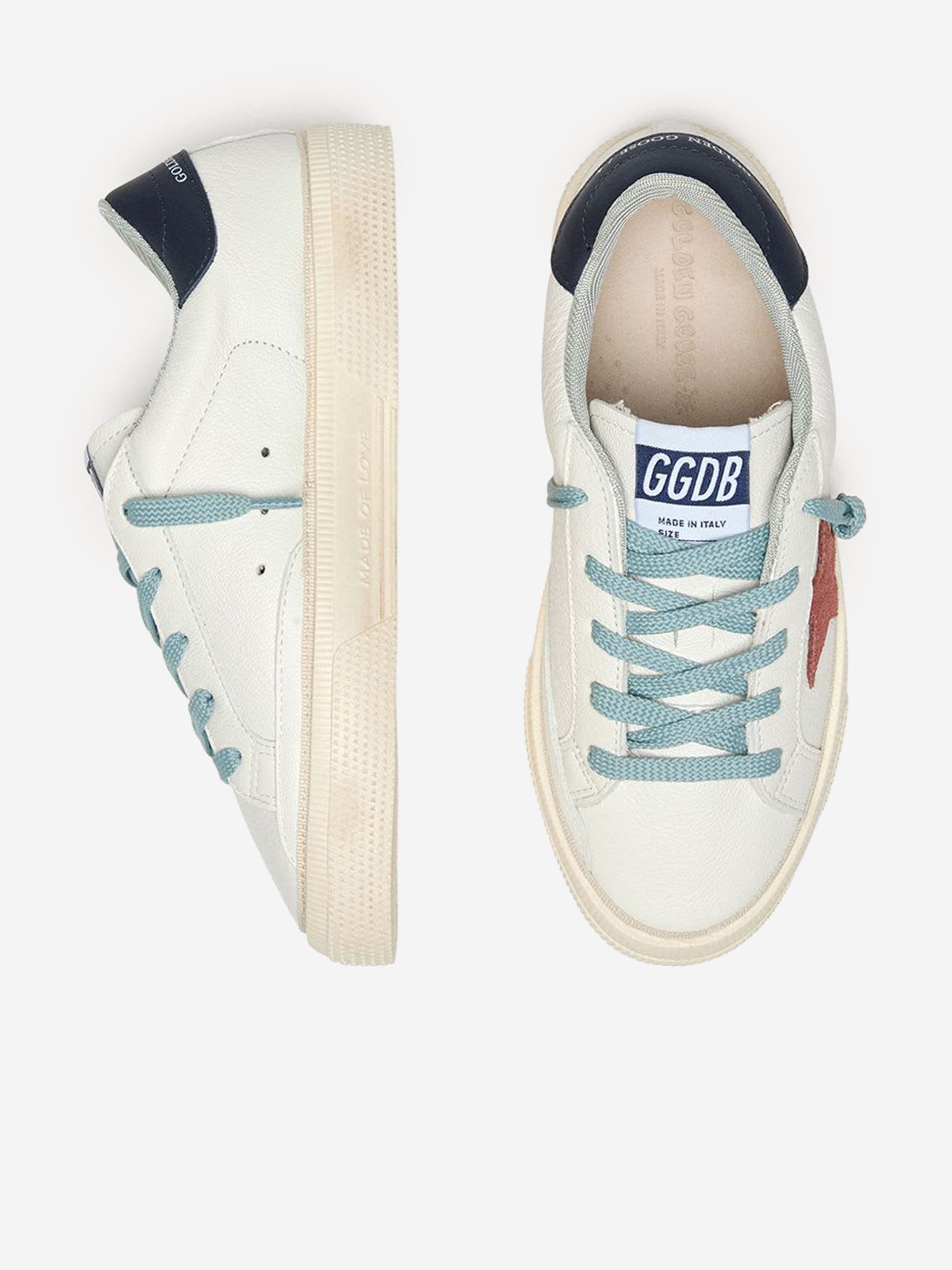 Golden Goose Kids Leather and Suede Star May Trainers in White