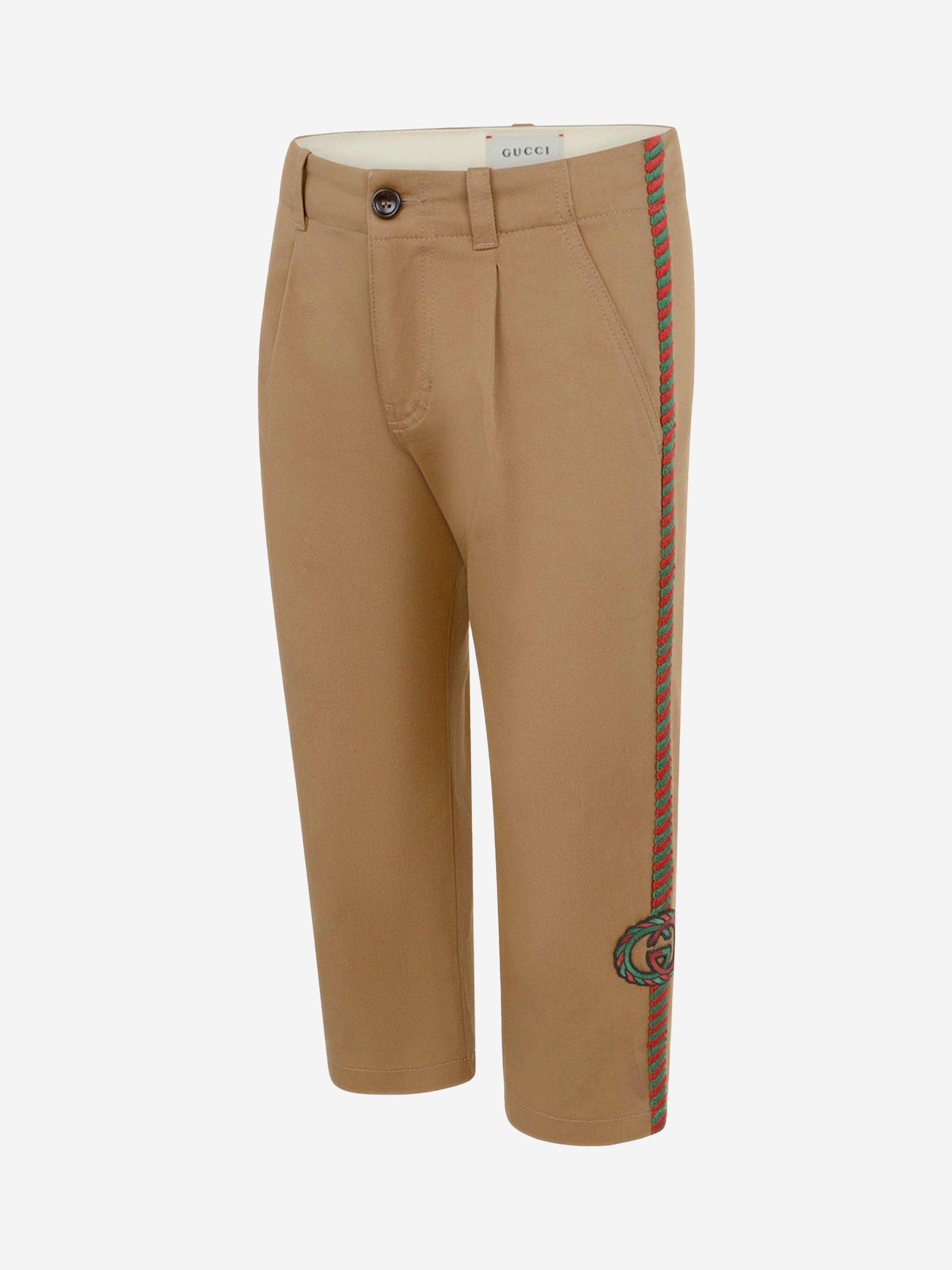 Gucci Boys Beige Gabardine Trousers