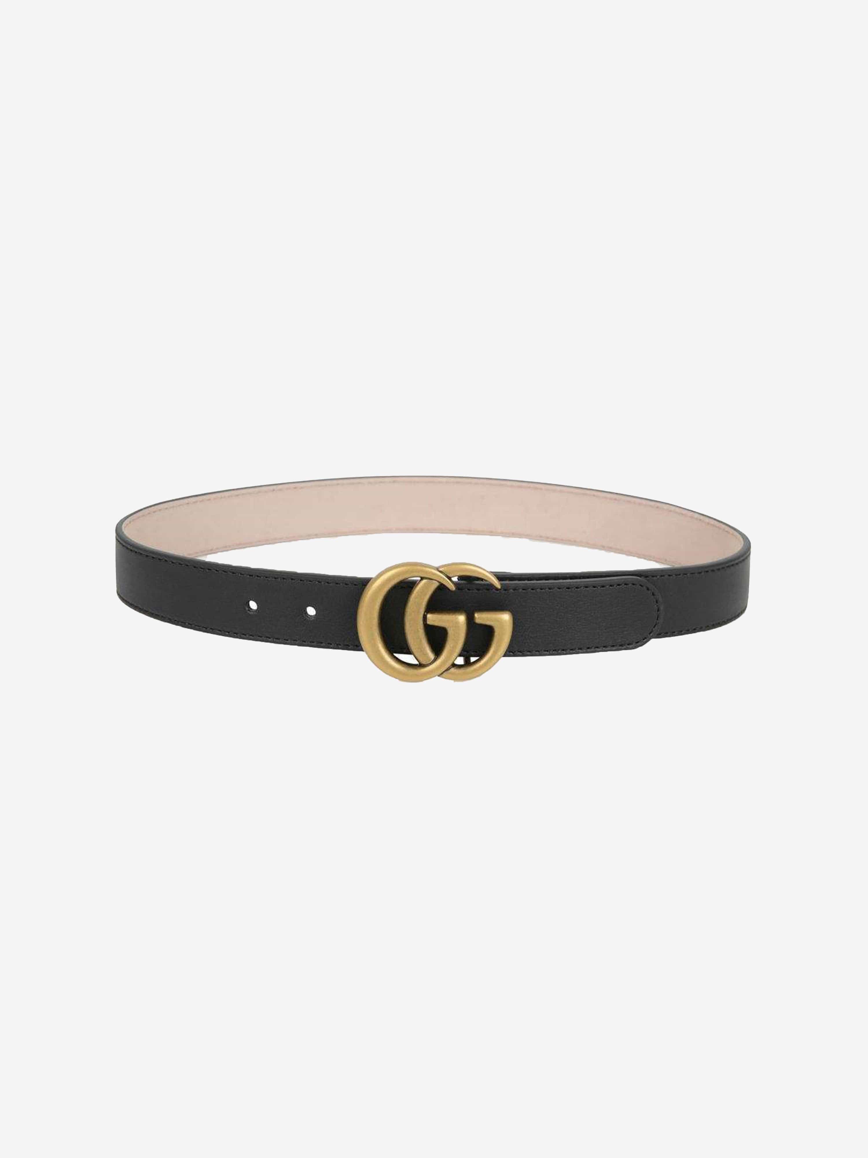 Gucci Kids Leather GG Belt in Black