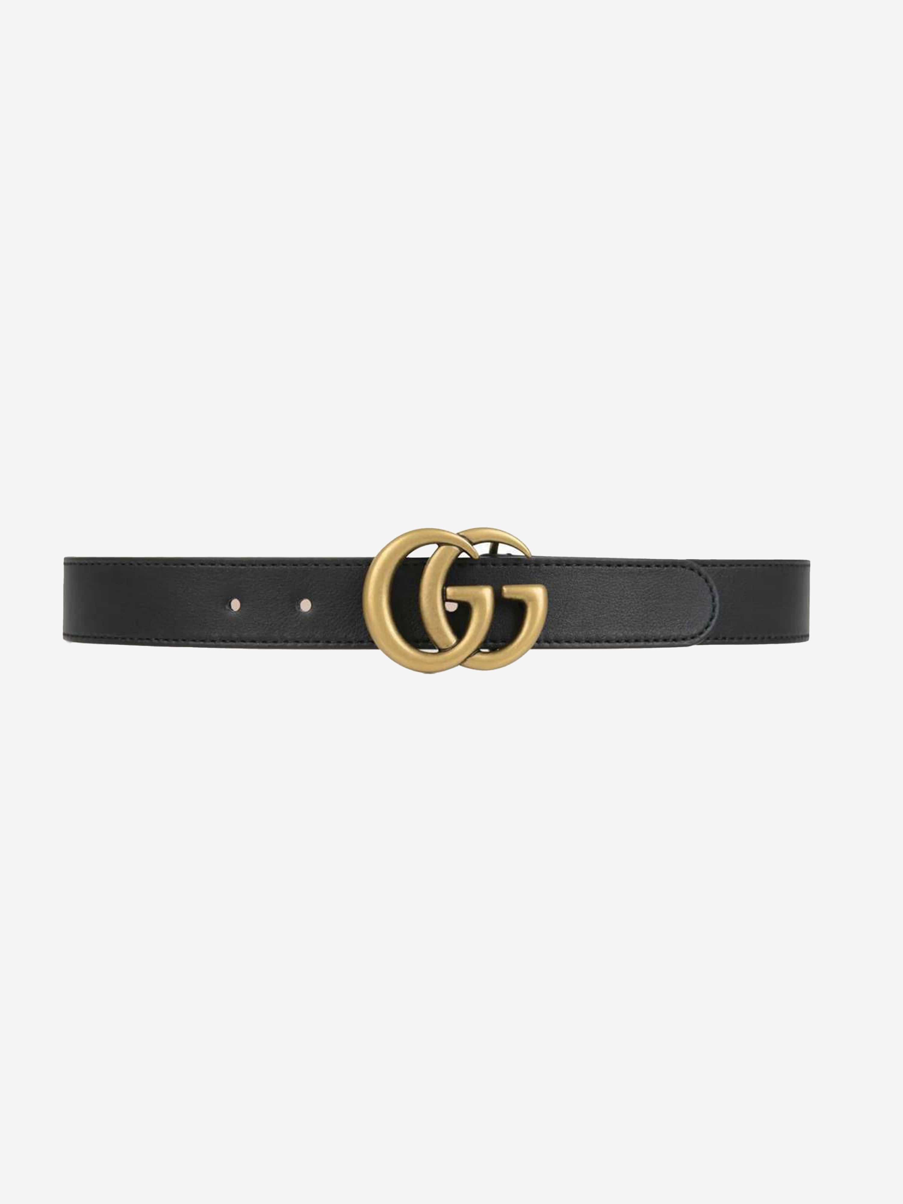 Gucci Kids Leather GG Belt in Black