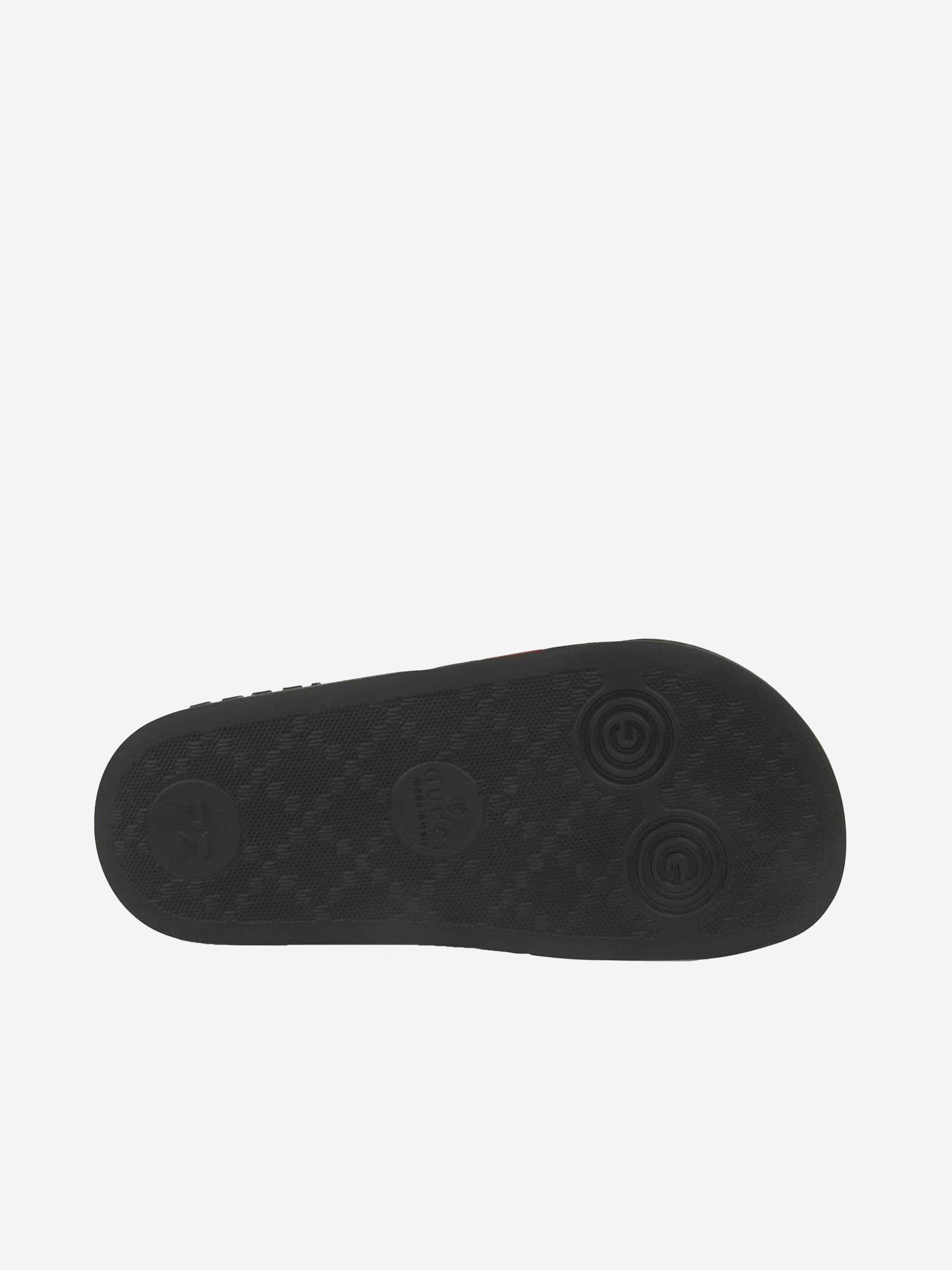 Gucci Kids Rubber Sliders With Web in Black