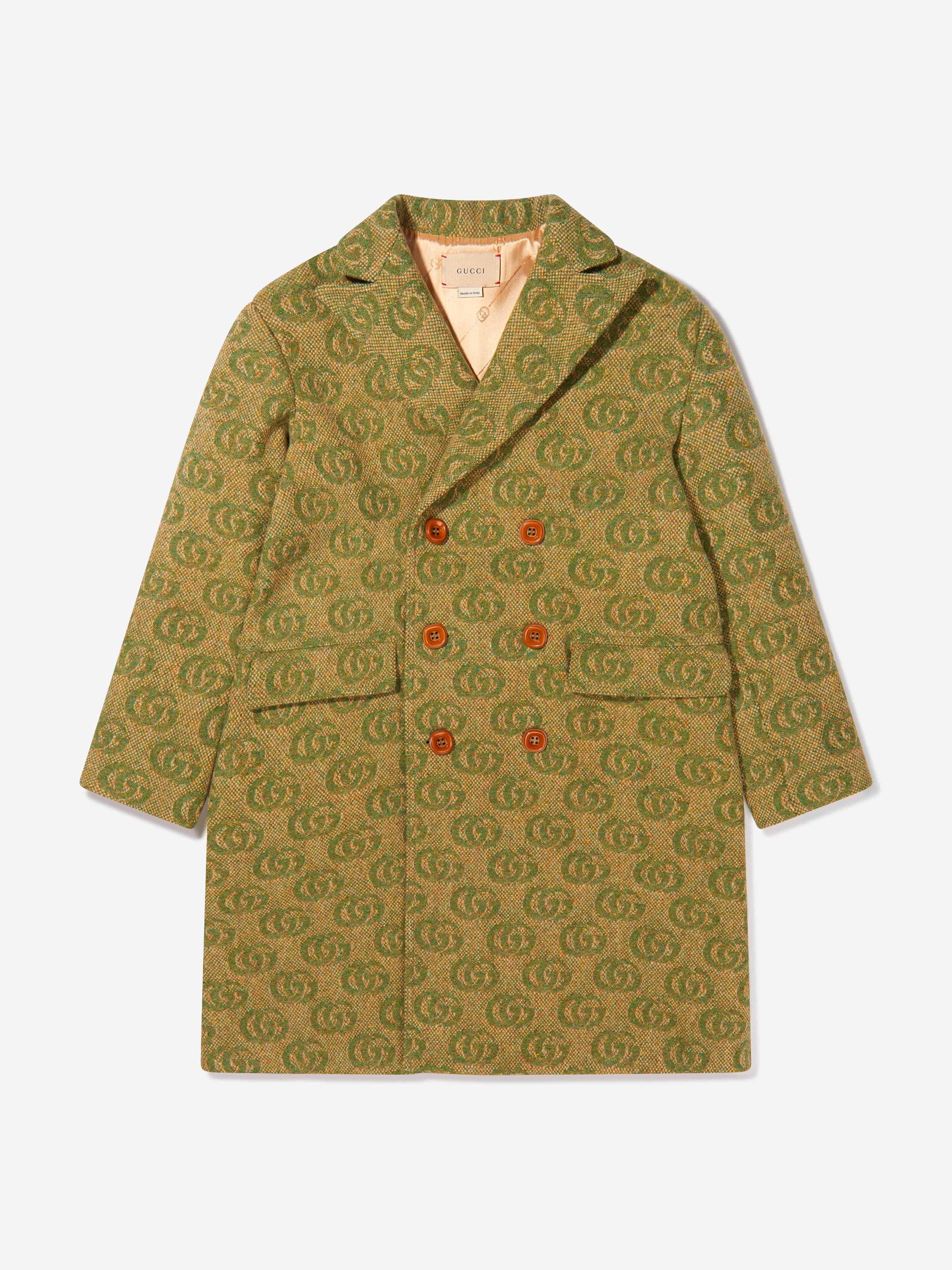 Gucci Boys Wool Blend Double GG Coat