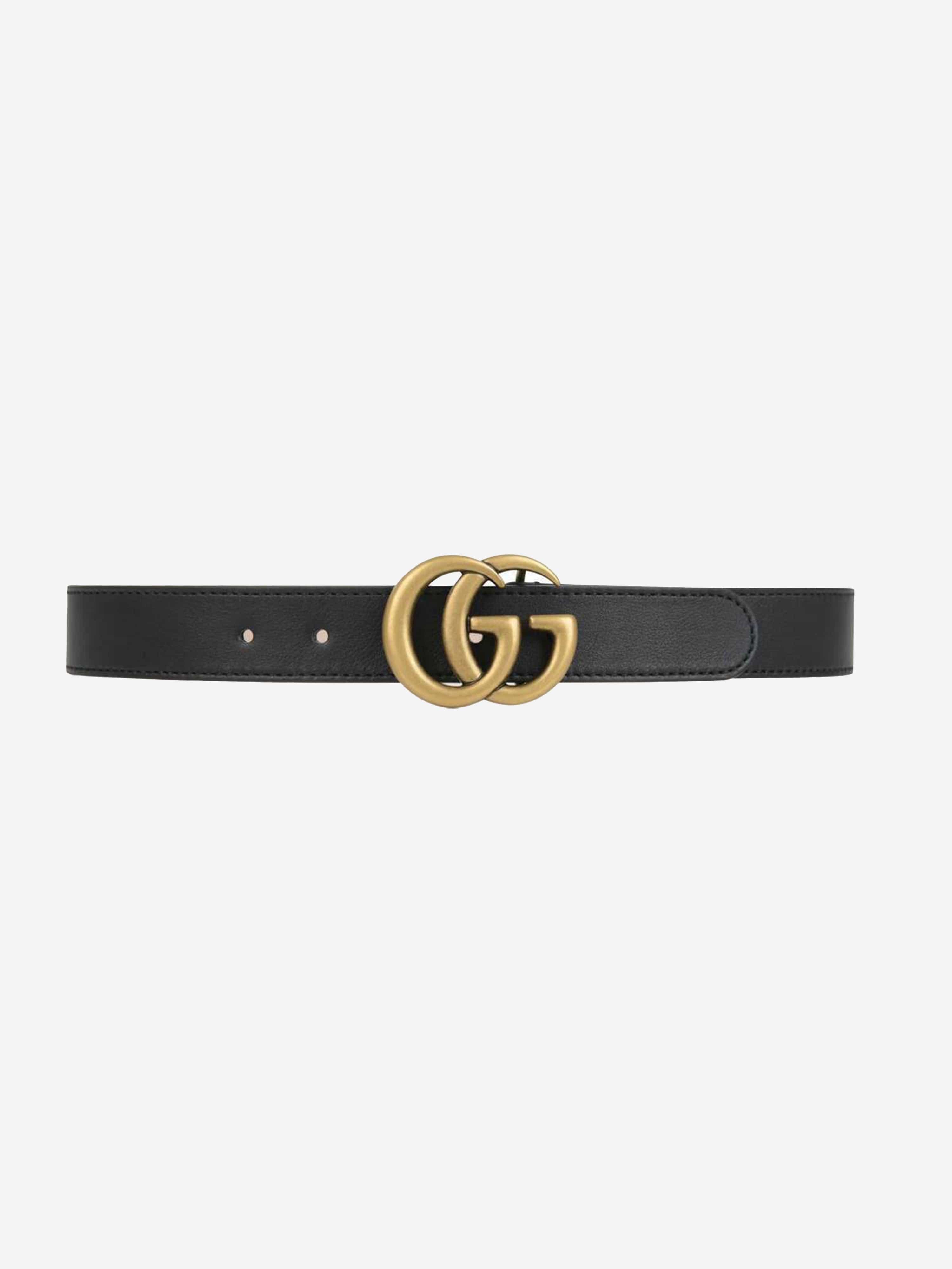 Gucci Kids Leather GG Belt in Black