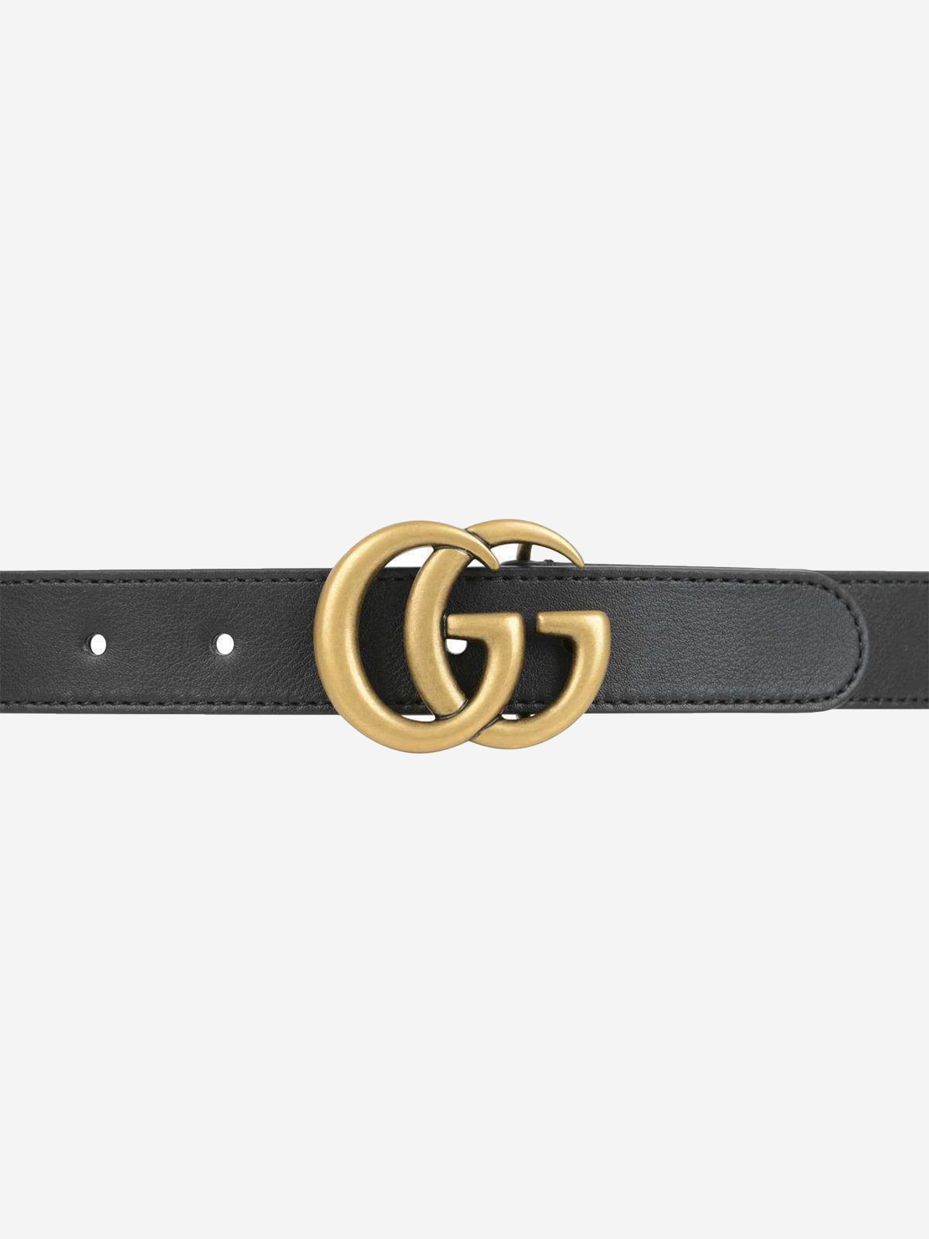 Gucci Kids Leather GG Belt in Black