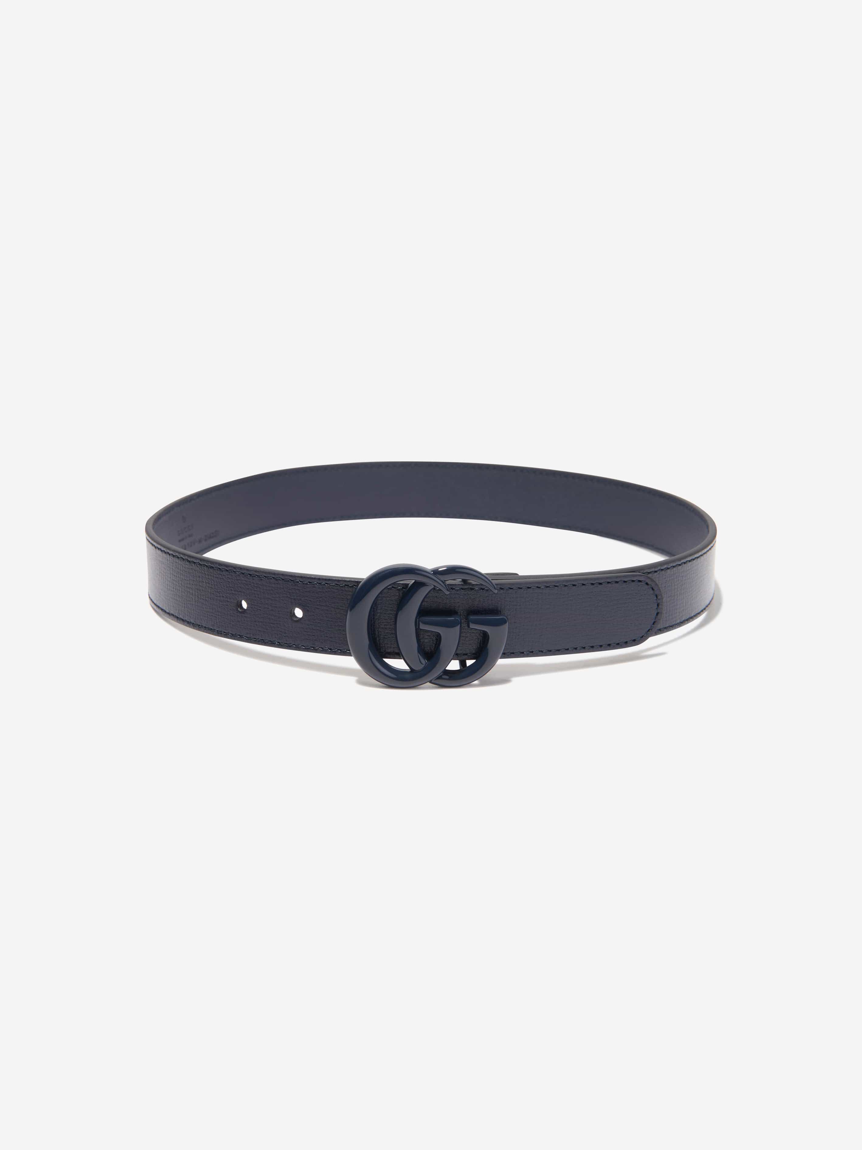 Gucci Kids Leather GG Belt in Navy