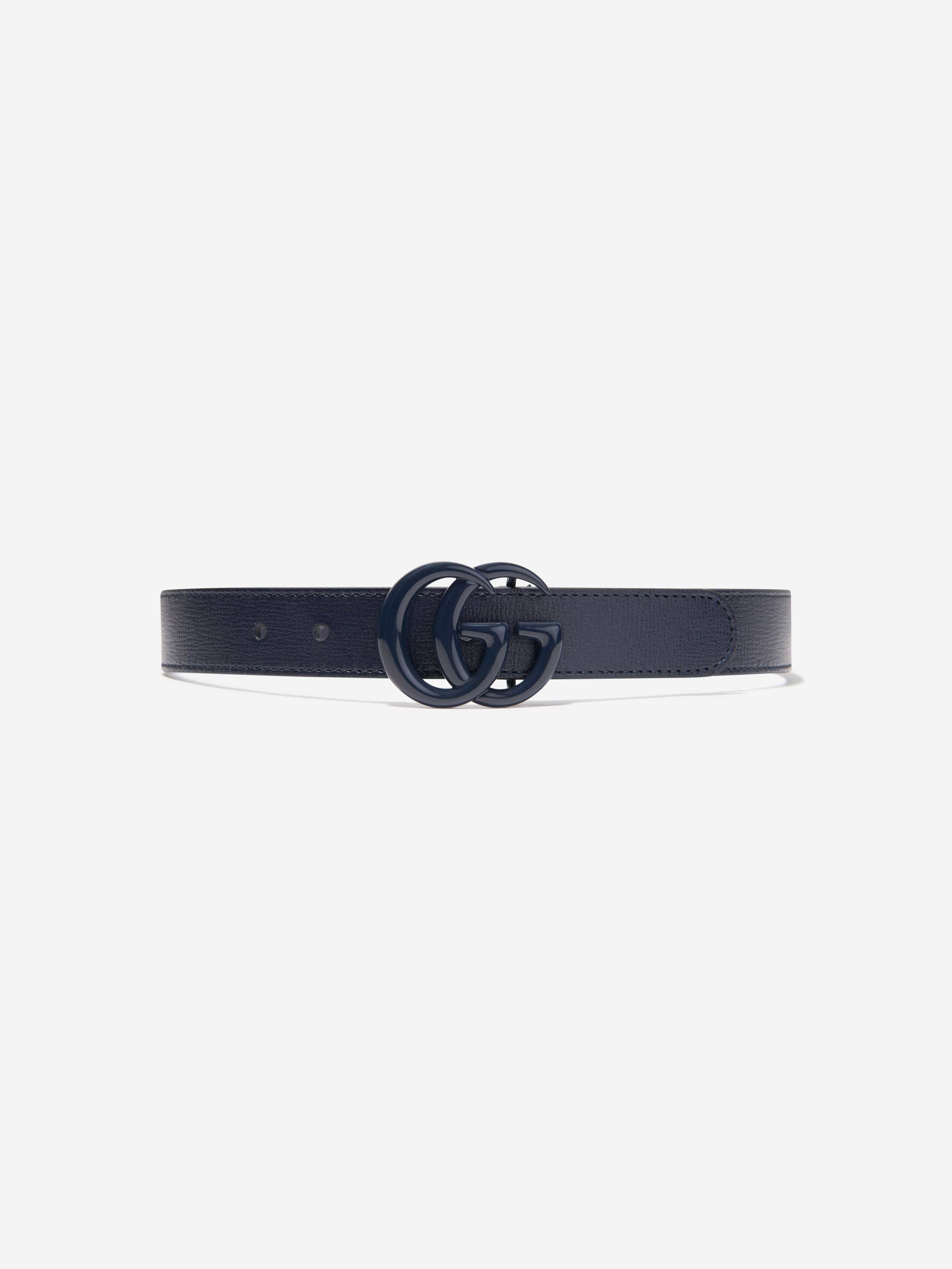 Gucci Kids Leather GG Belt in Navy