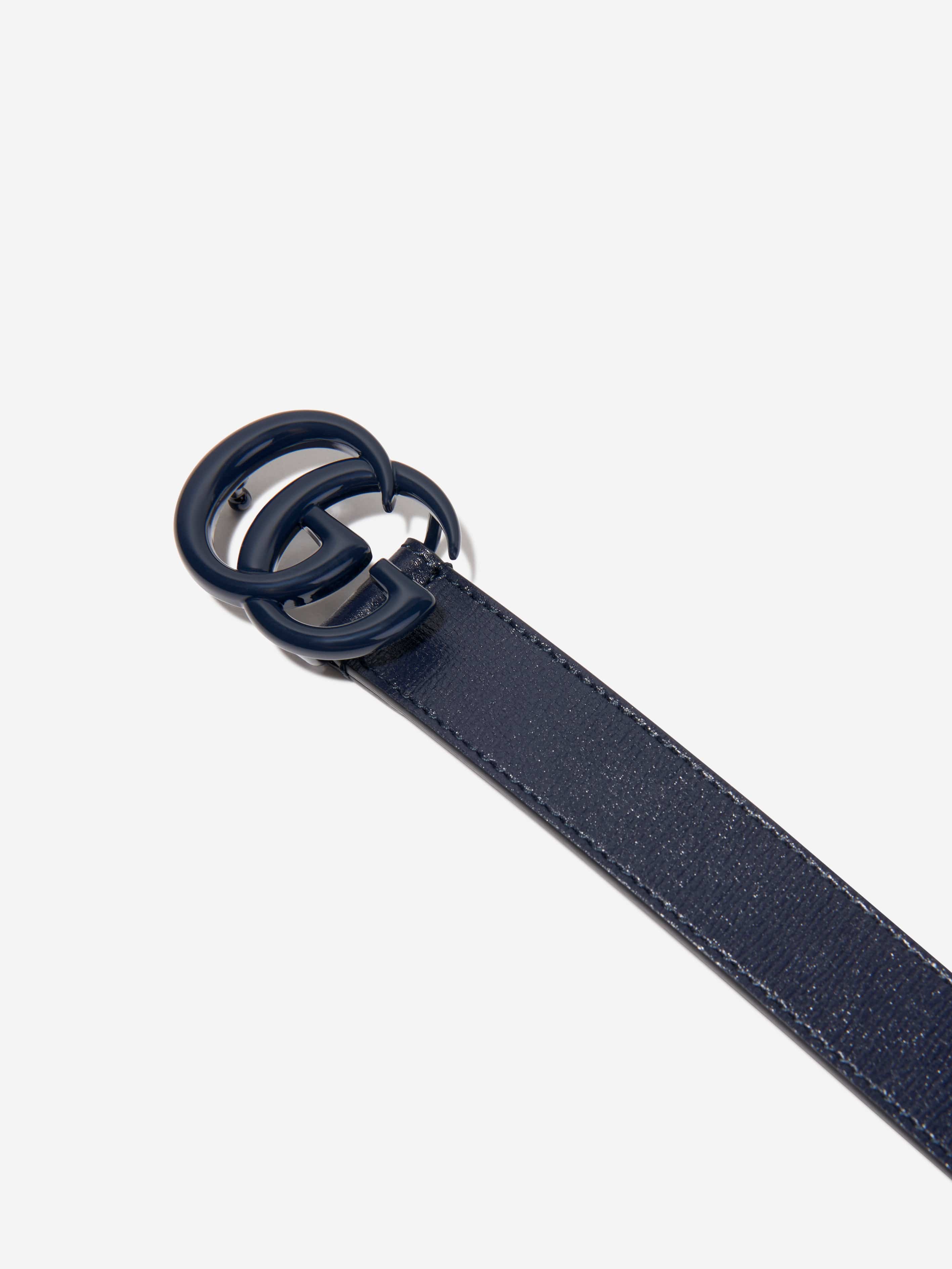 Gucci Kids Leather GG Belt in Navy