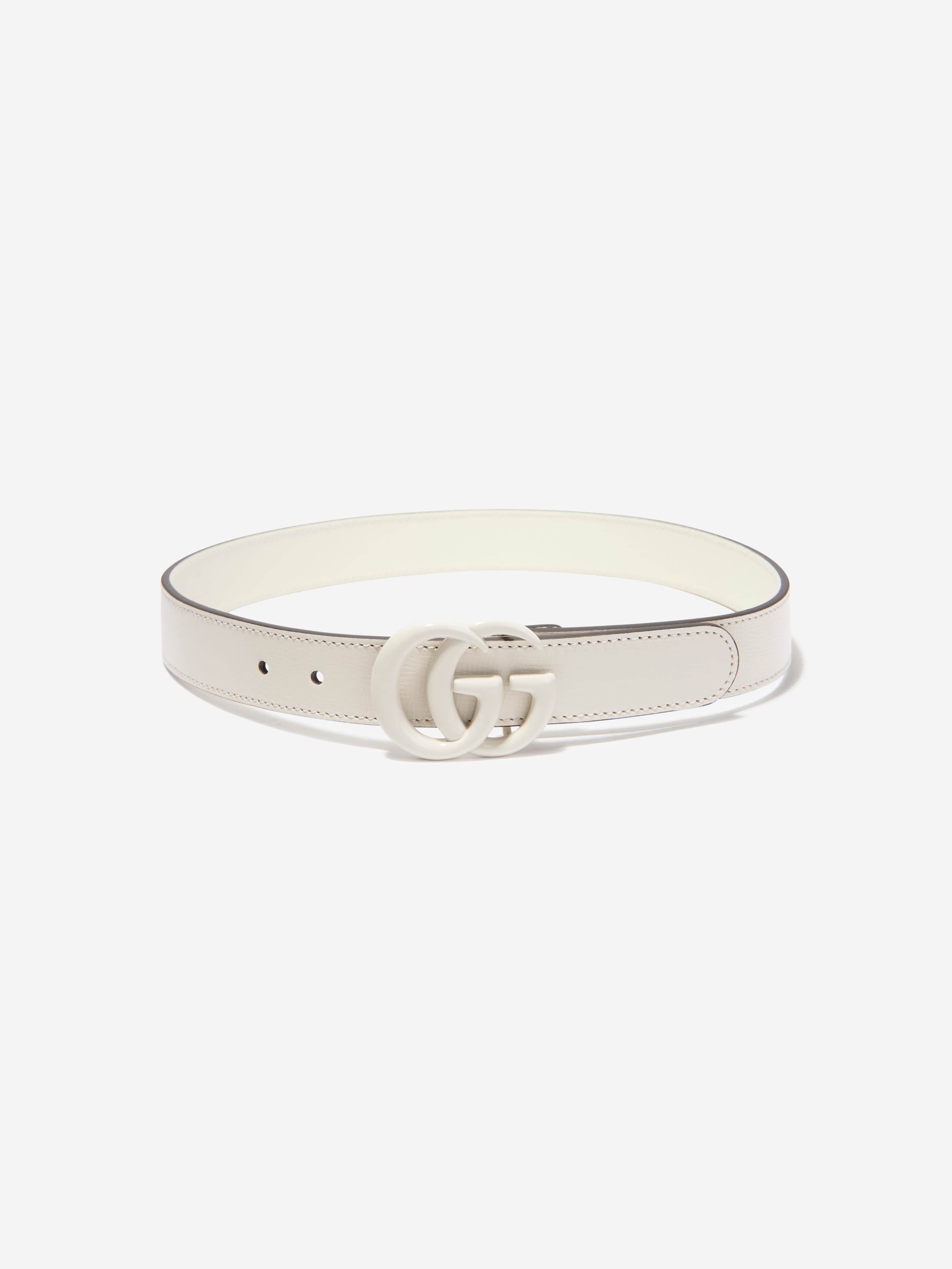 Gucci Kids Leather GG Belt in White