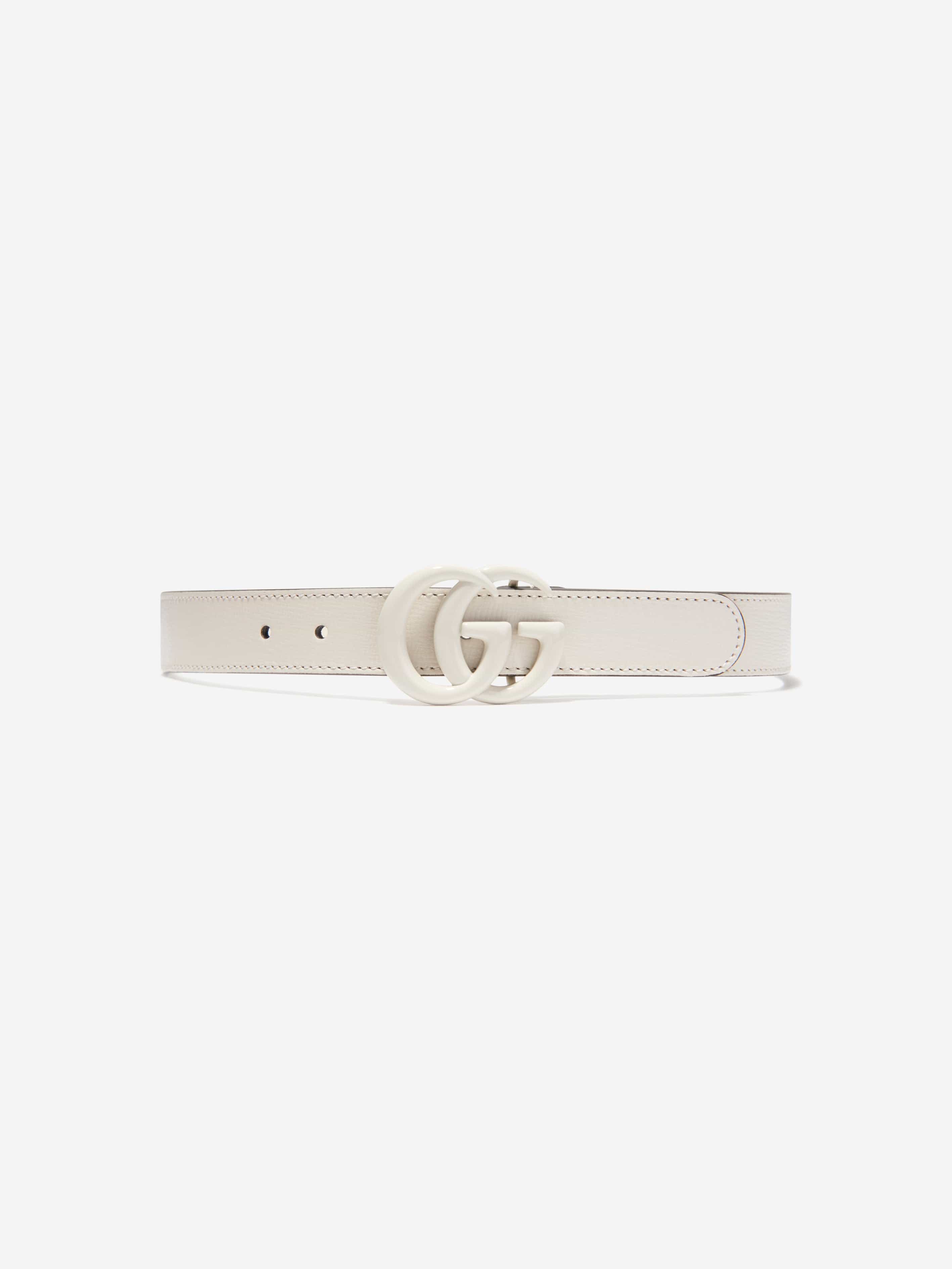 Gucci Kids Leather GG Belt in White