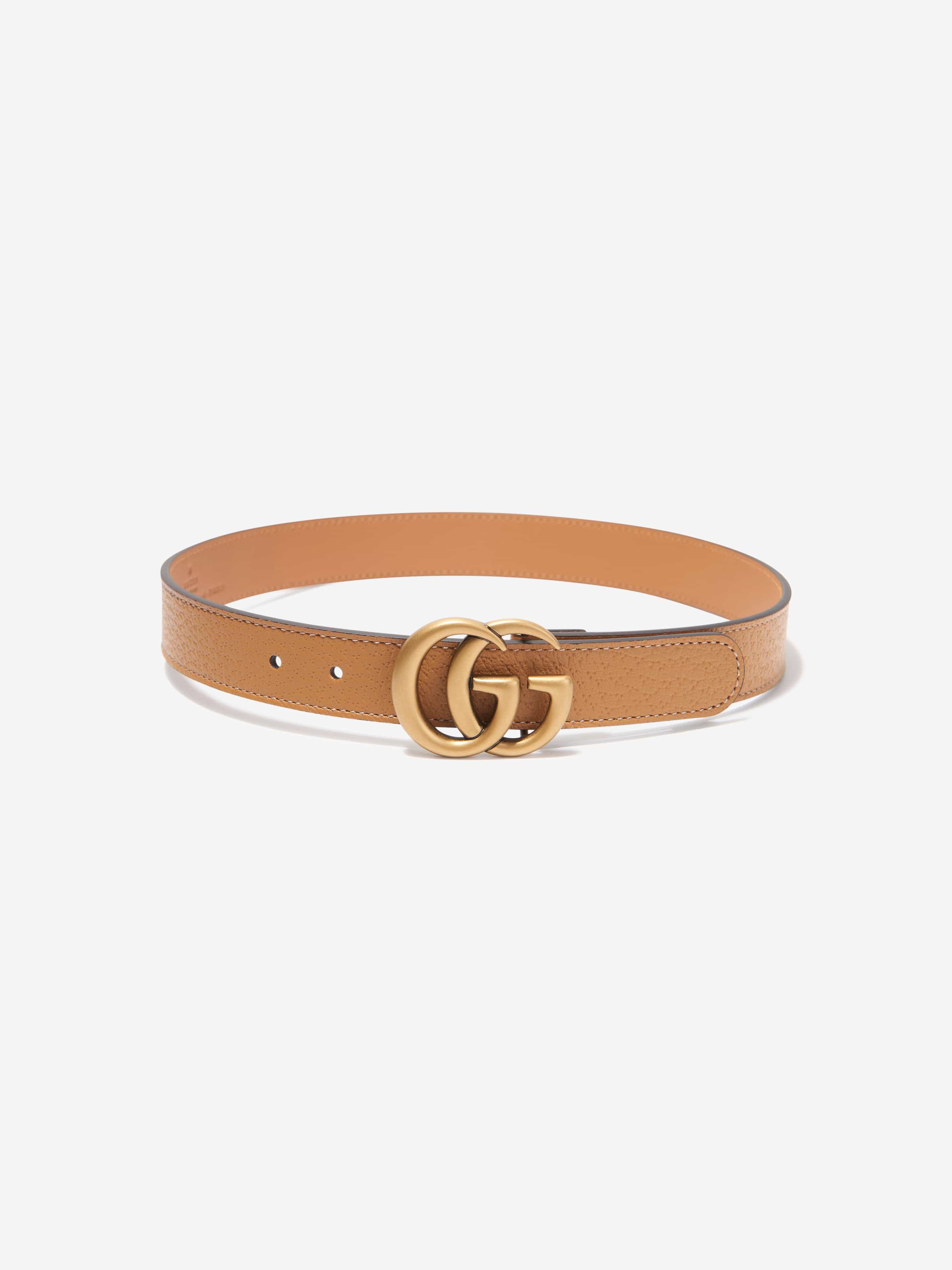 Gucci Kids Leather GG Belt in Brown