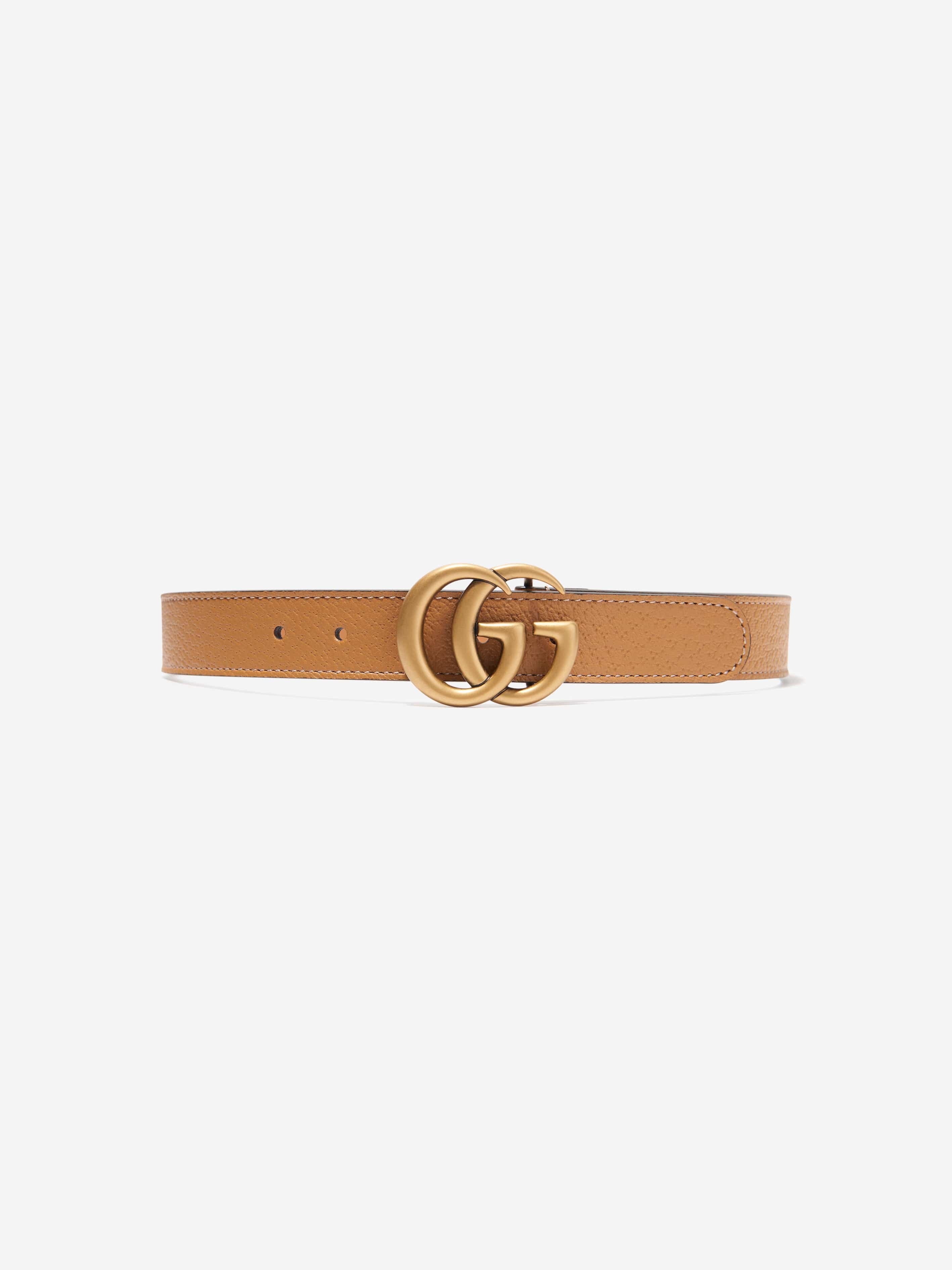 Gucci Kids Leather GG Belt in Brown