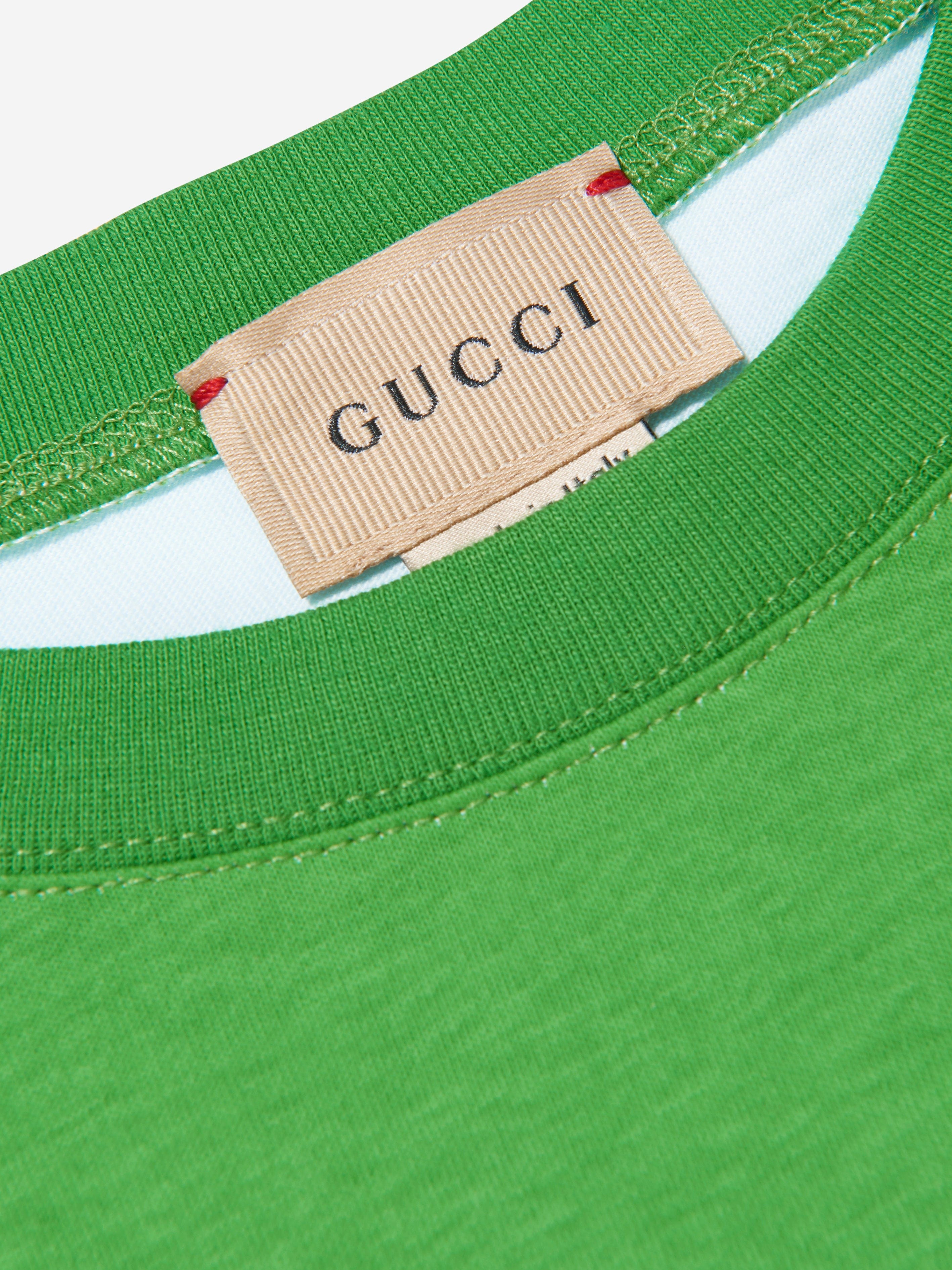 Gucci Kids Logo Print T-Shirt in Green