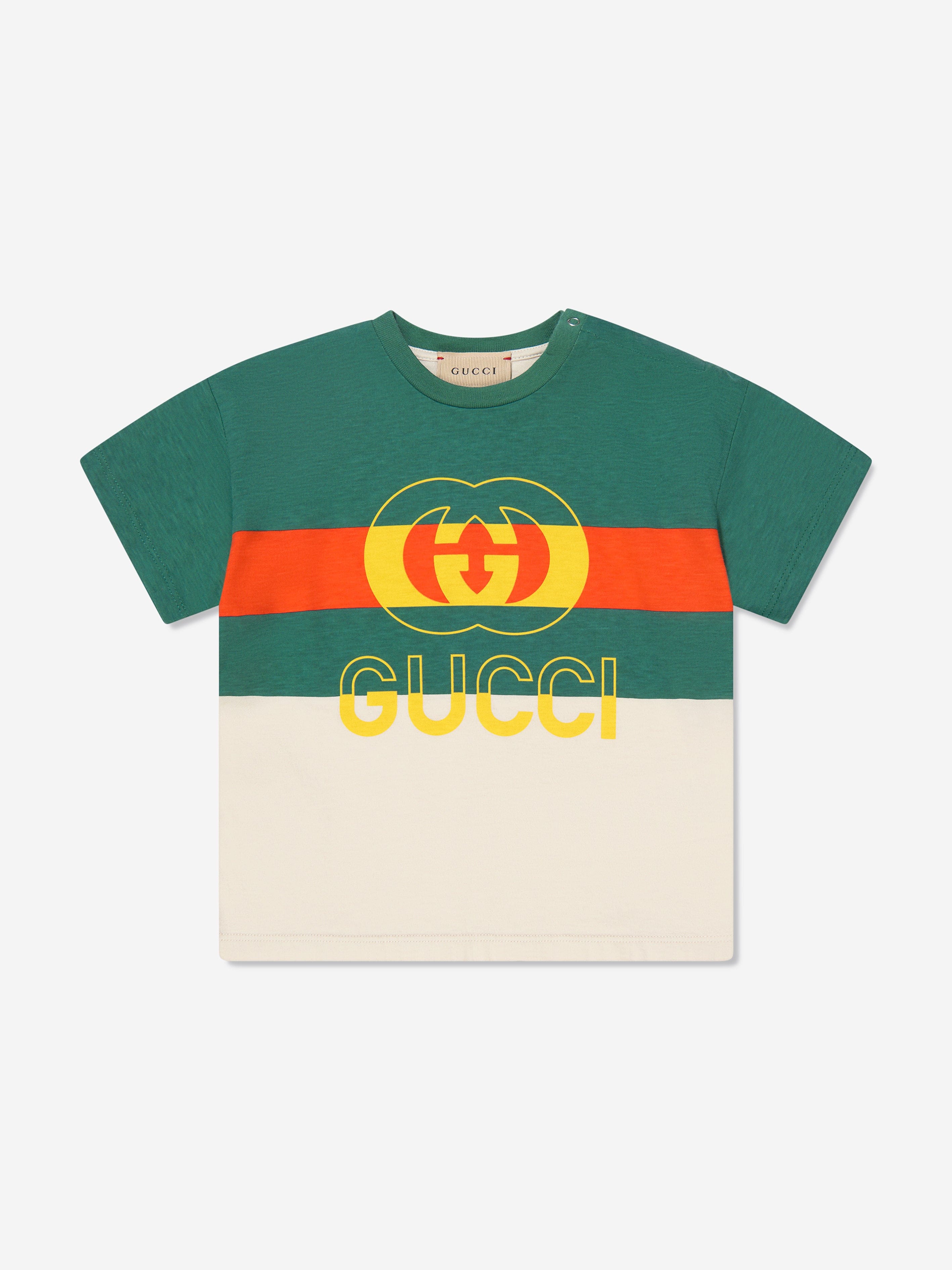 Gucci Baby Striped Logo T-Shirt in Ivory