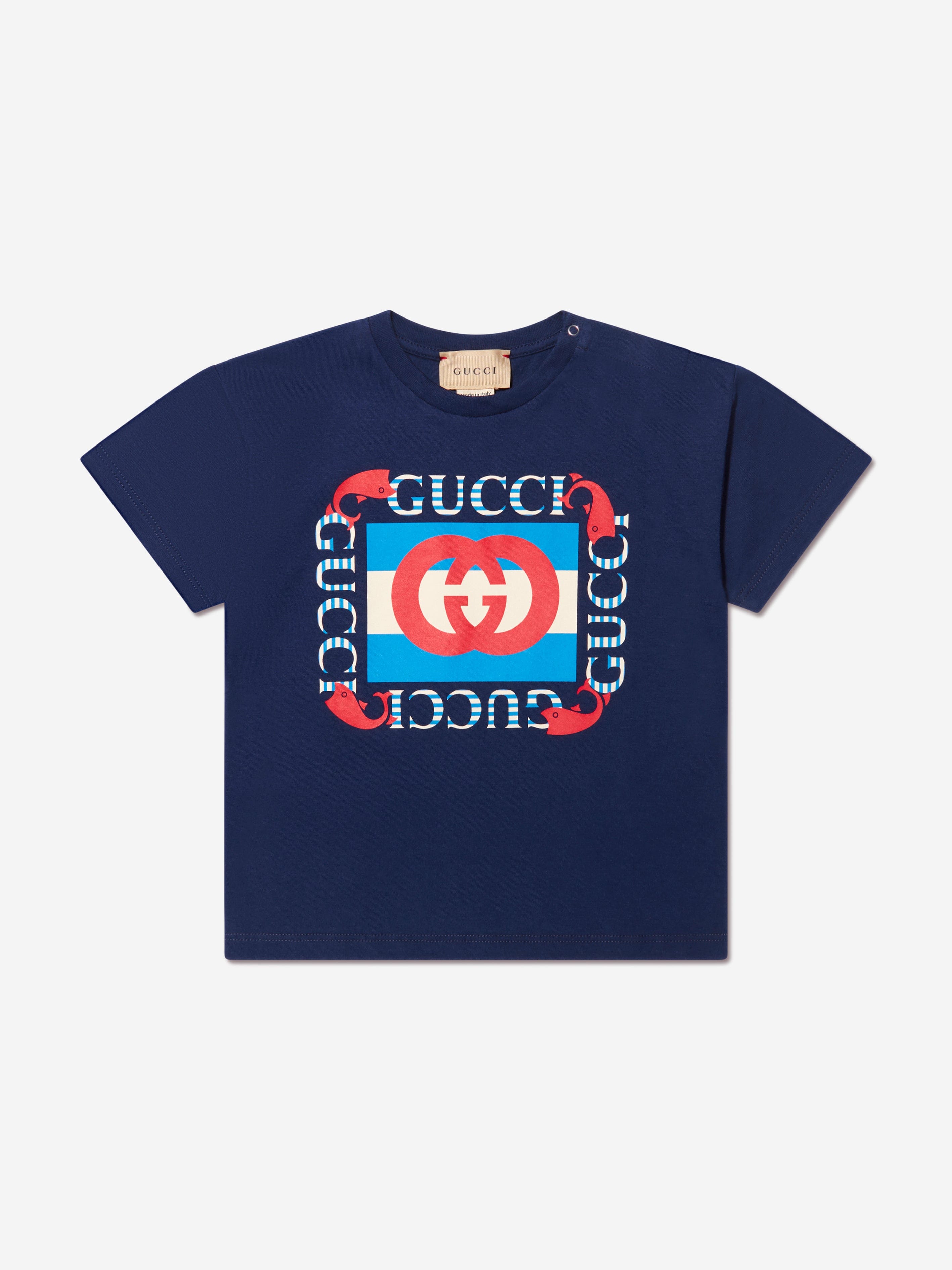 Gucci Baby Boys Logo T-Shirt in Navy