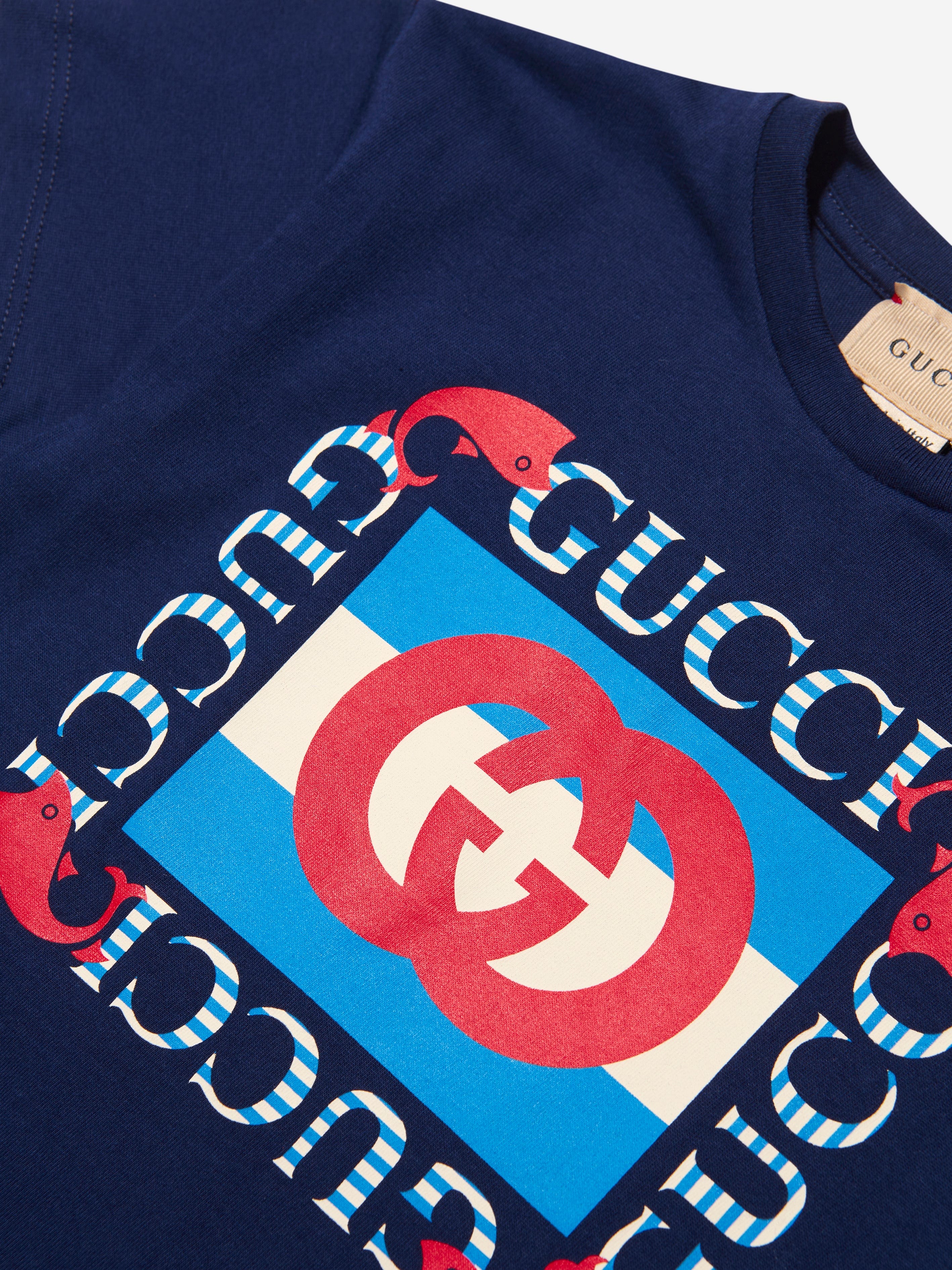 Gucci Baby Boys Logo T-Shirt in Navy