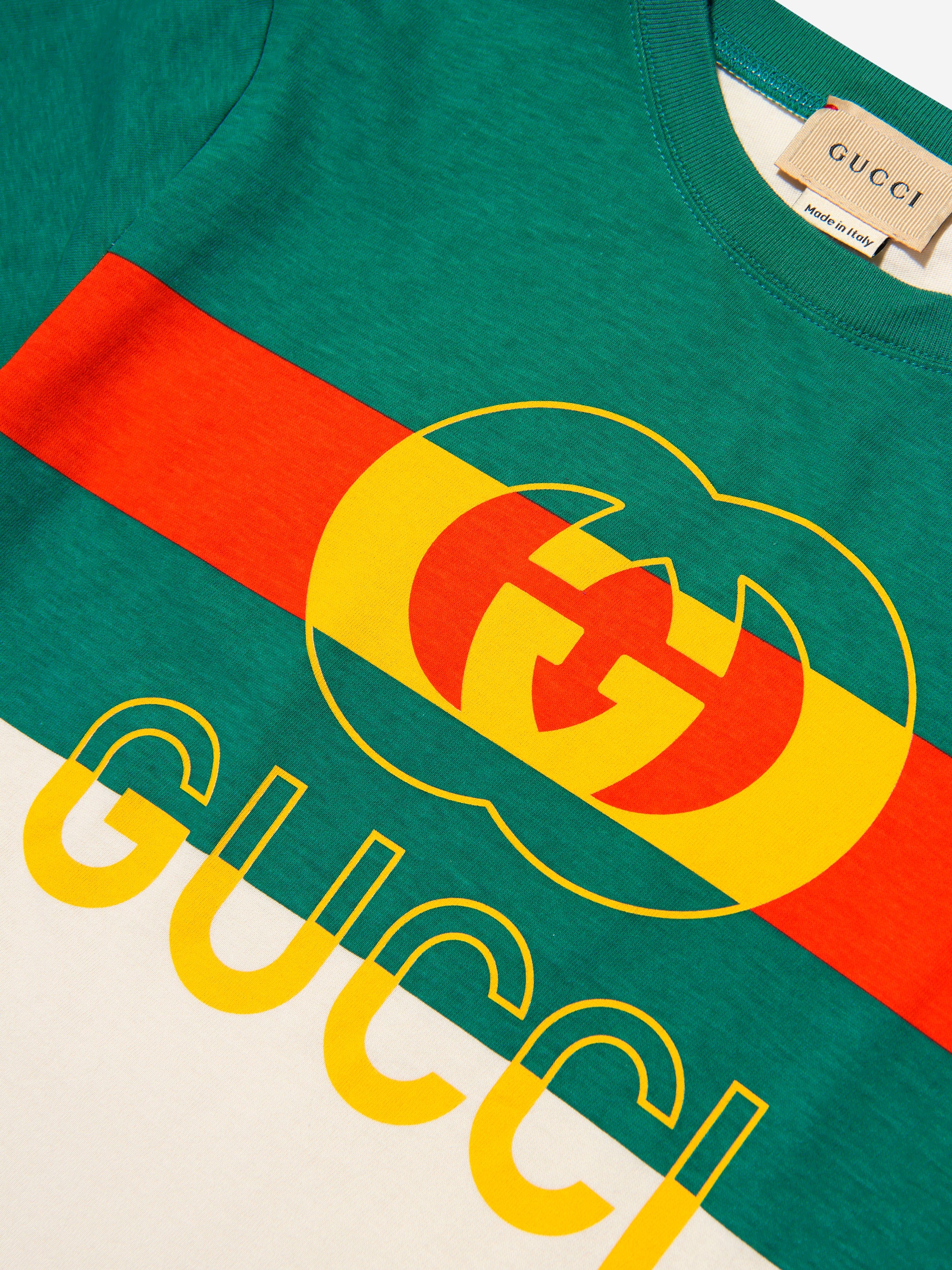 Gucci Kids Logo Print T-Shirt in Green