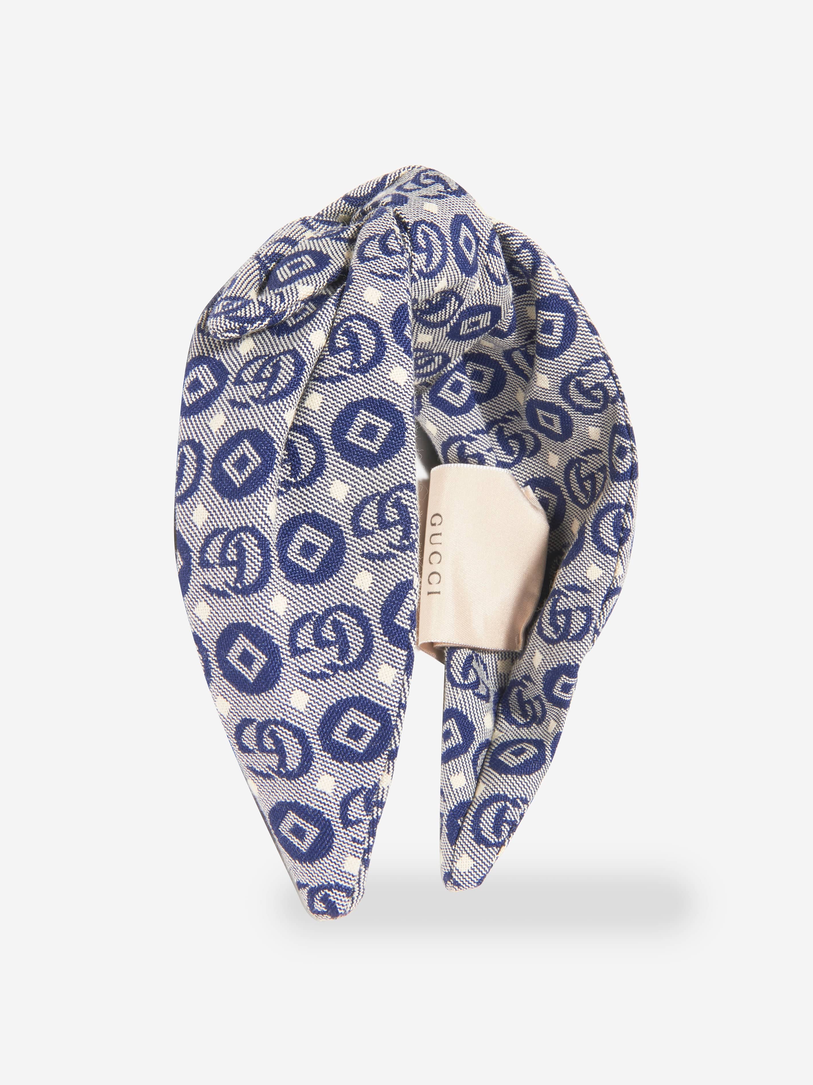 Gucci Girls GG Logo Headband in Blue