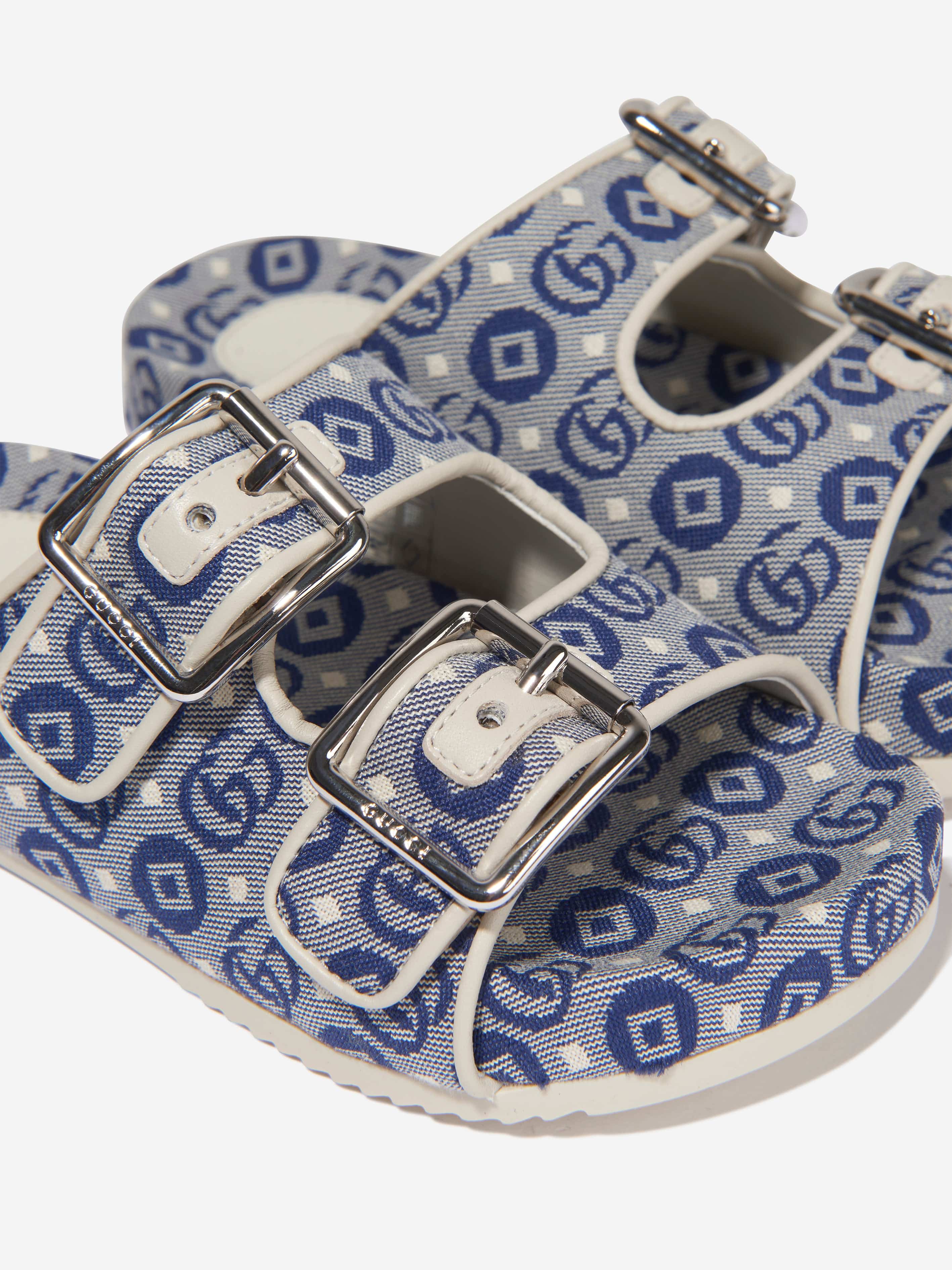 Gucci Kids Slide Sandals With Straps in Blue