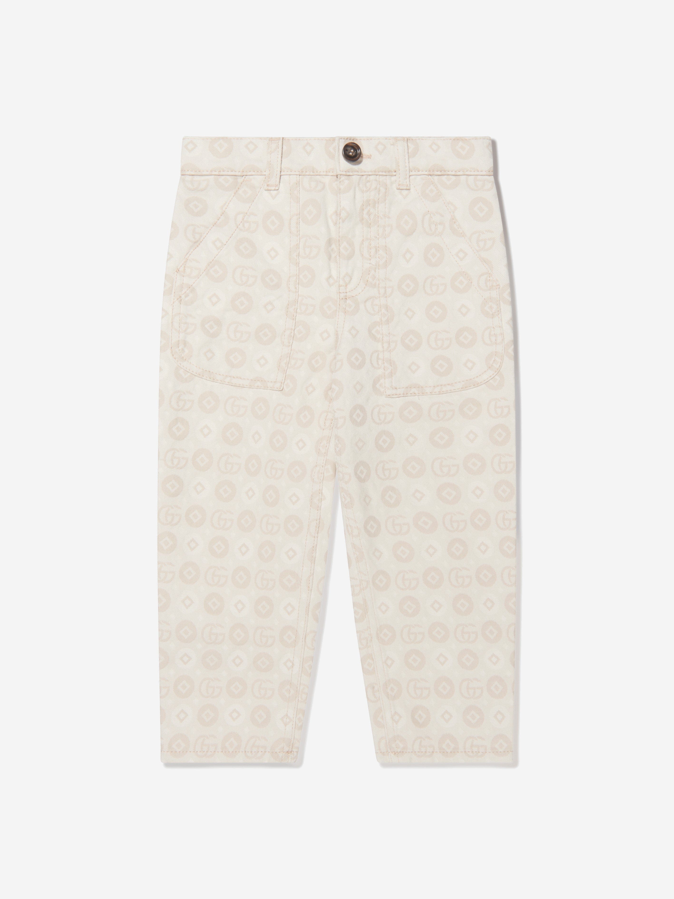 Gucci Kids Jacquard GG Denim Jeans in Ivory