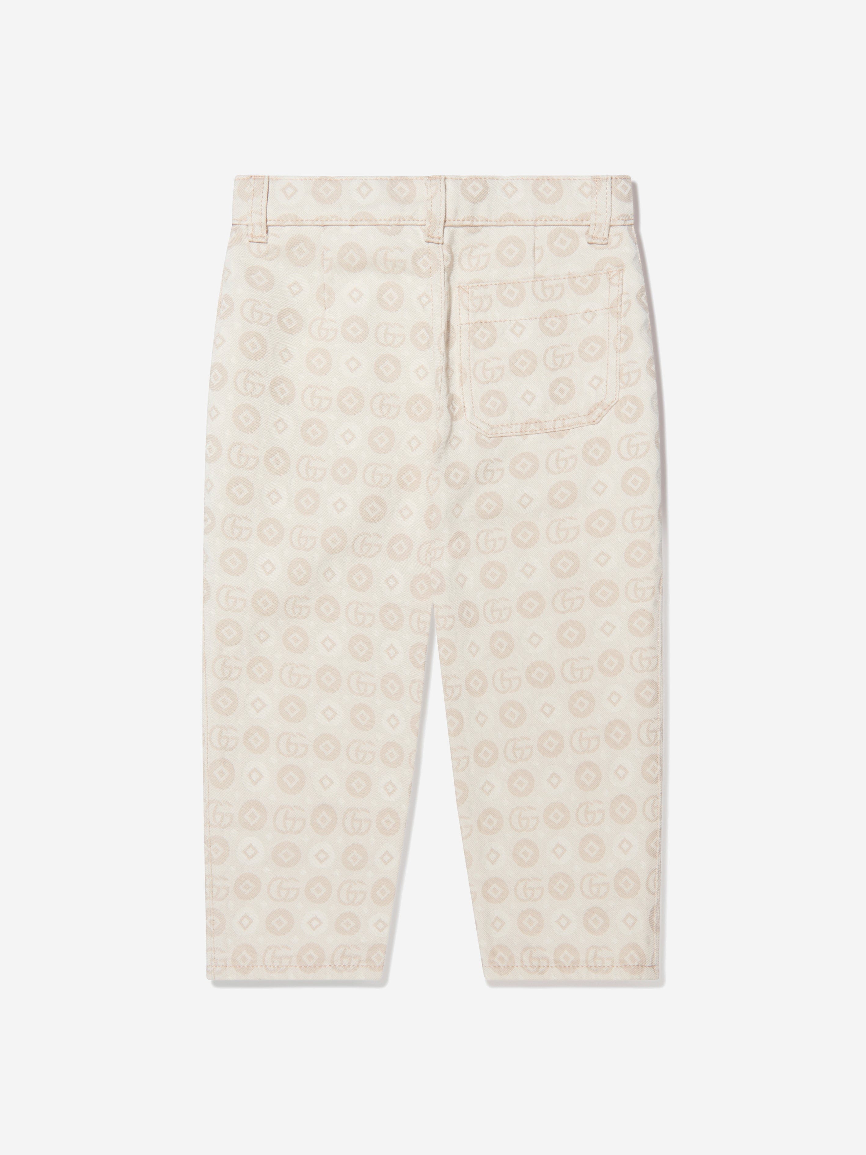 Gucci Kids Jacquard GG Denim Jeans in Ivory