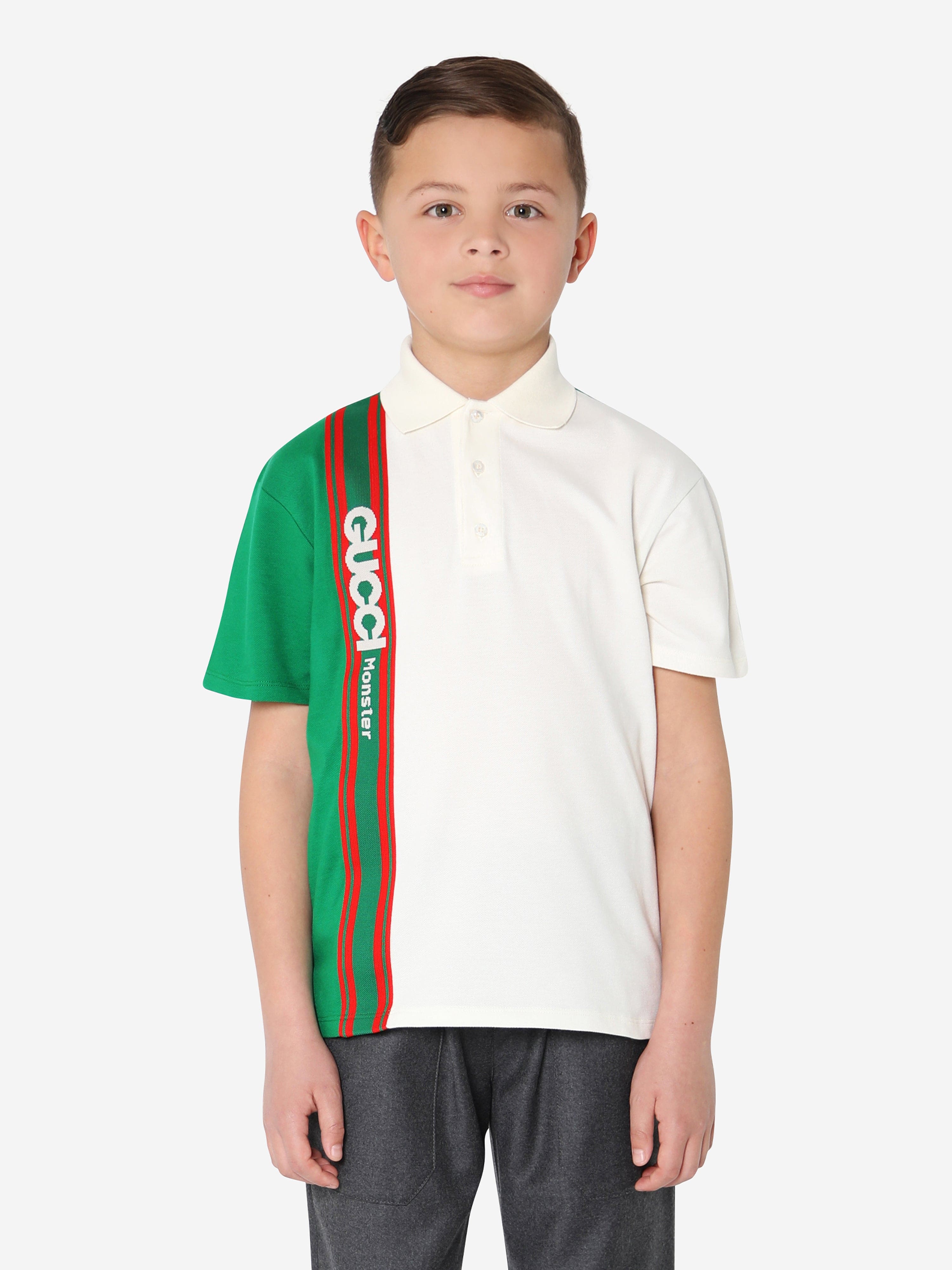 Gucci Boys Logo Polo Shirt in White