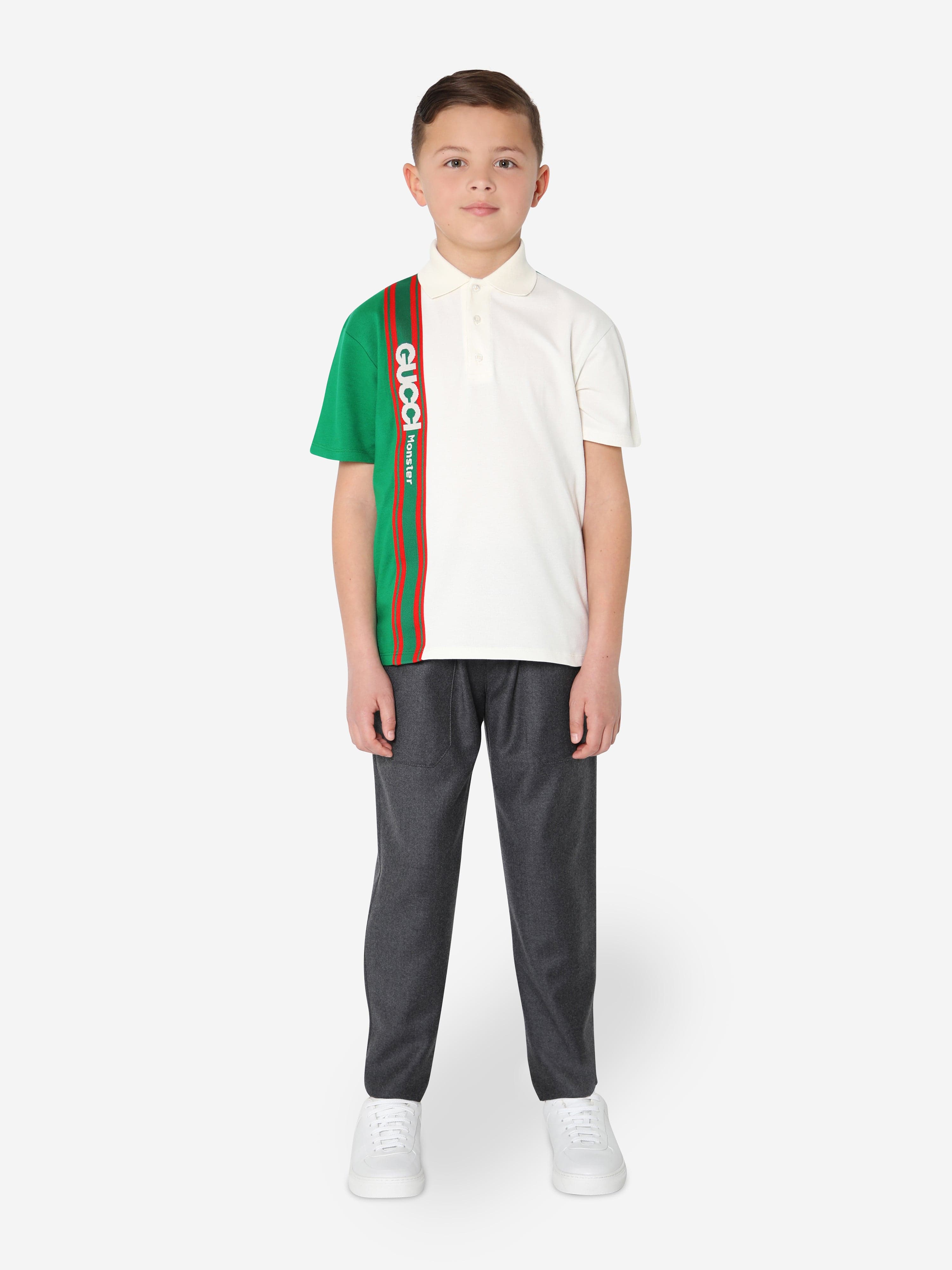 Gucci Boys Logo Polo Shirt in White