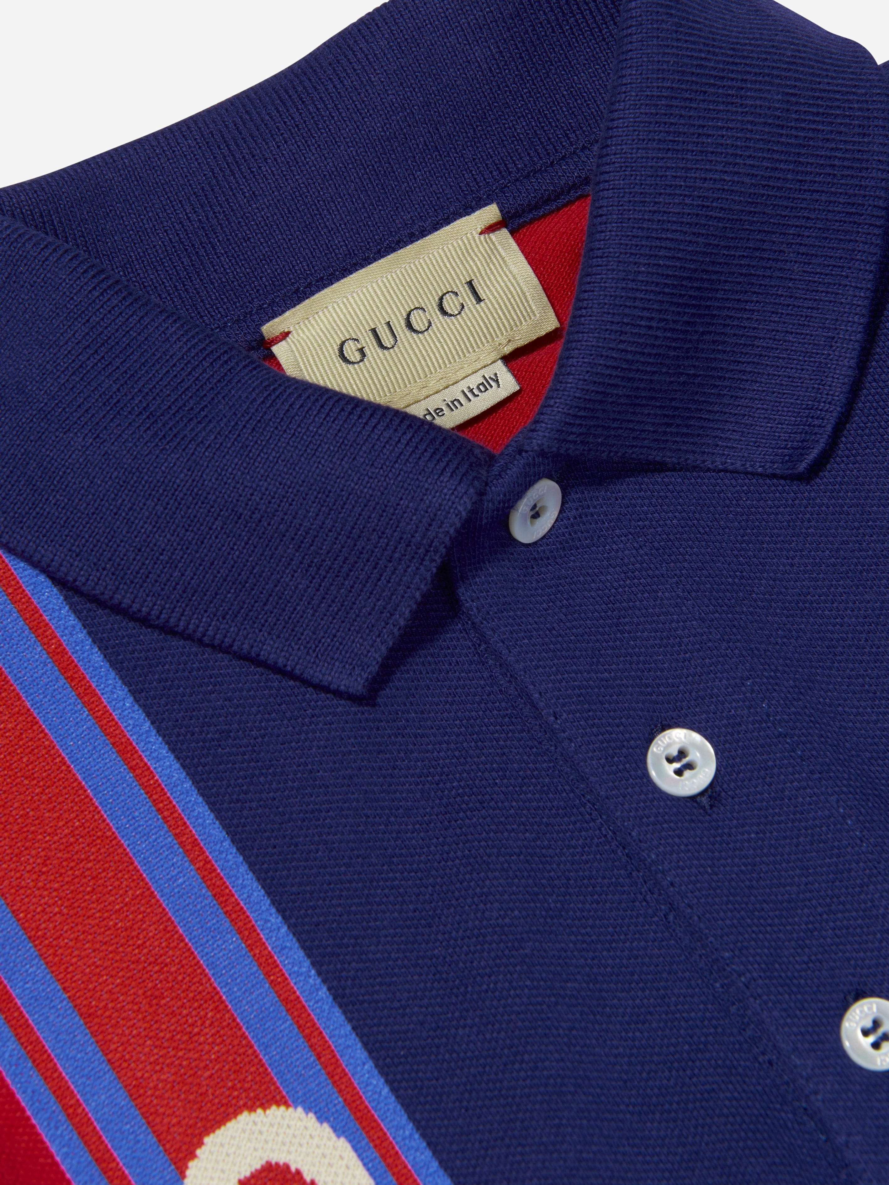 Gucci Boys Logo Polo Shirt in Navy