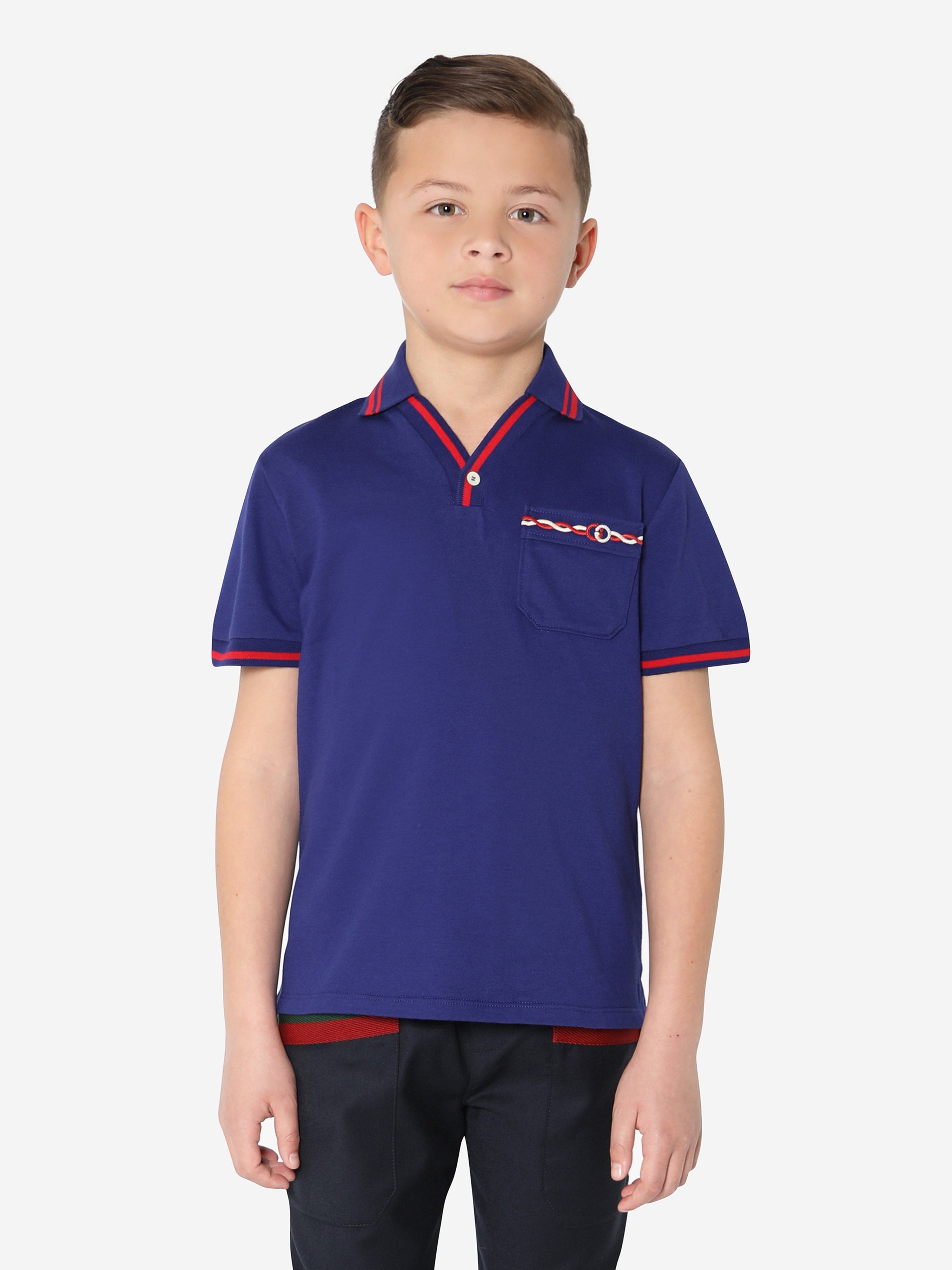 Gucci Boys Pocket Polo Shirt in Navy