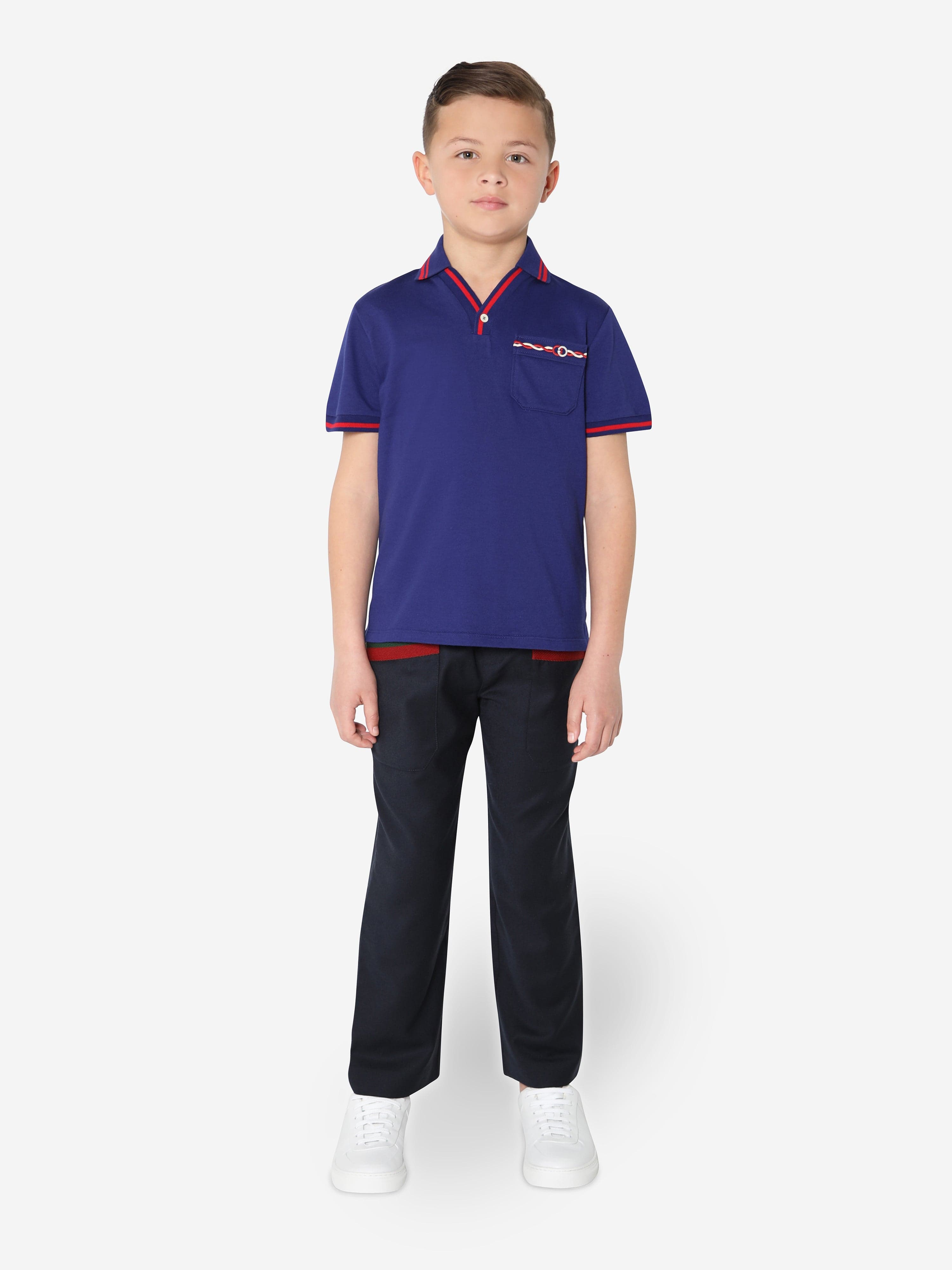 Gucci Boys Pocket Polo Shirt in Navy