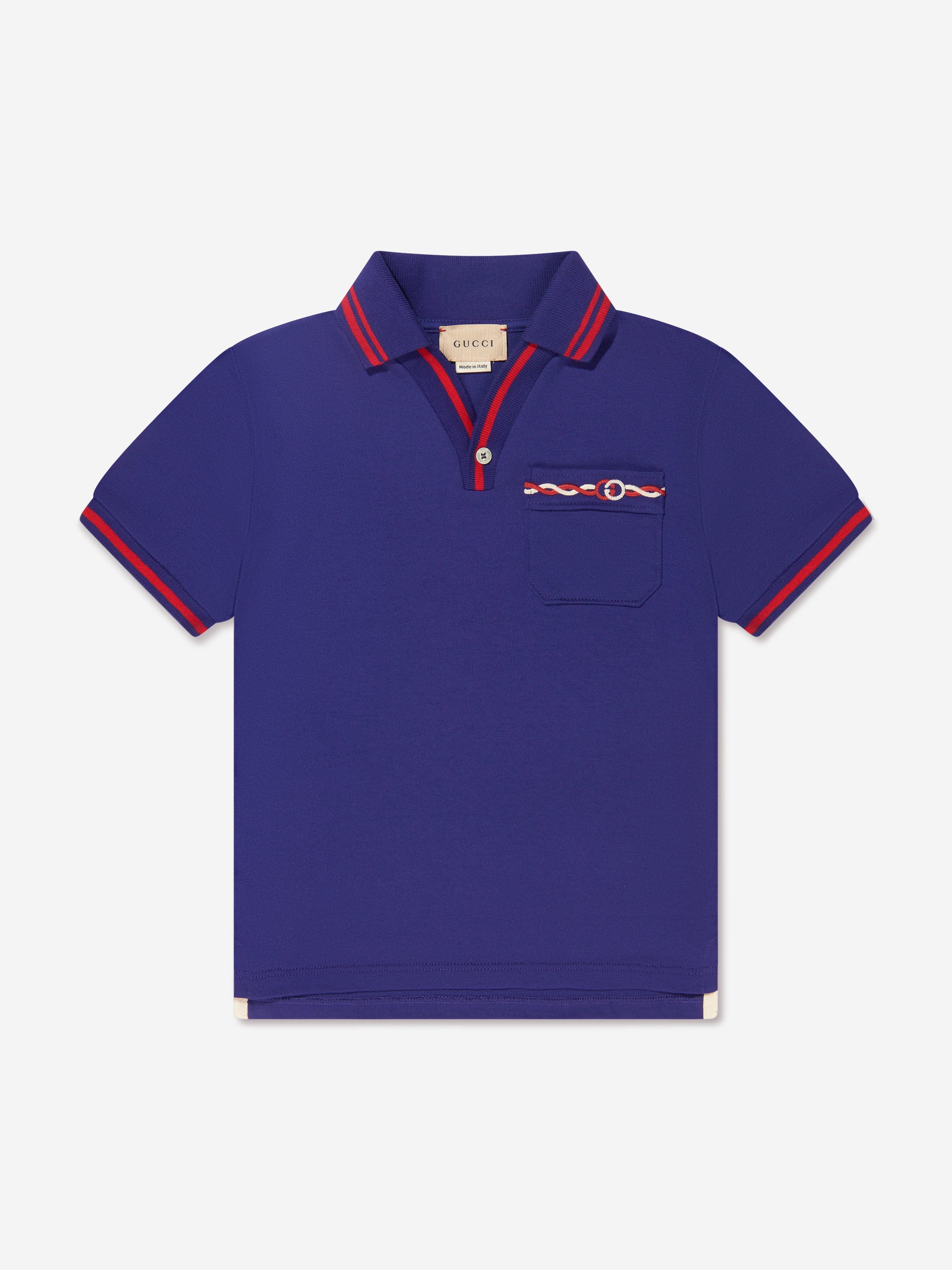 Gucci Boys Pocket Polo Shirt in Navy