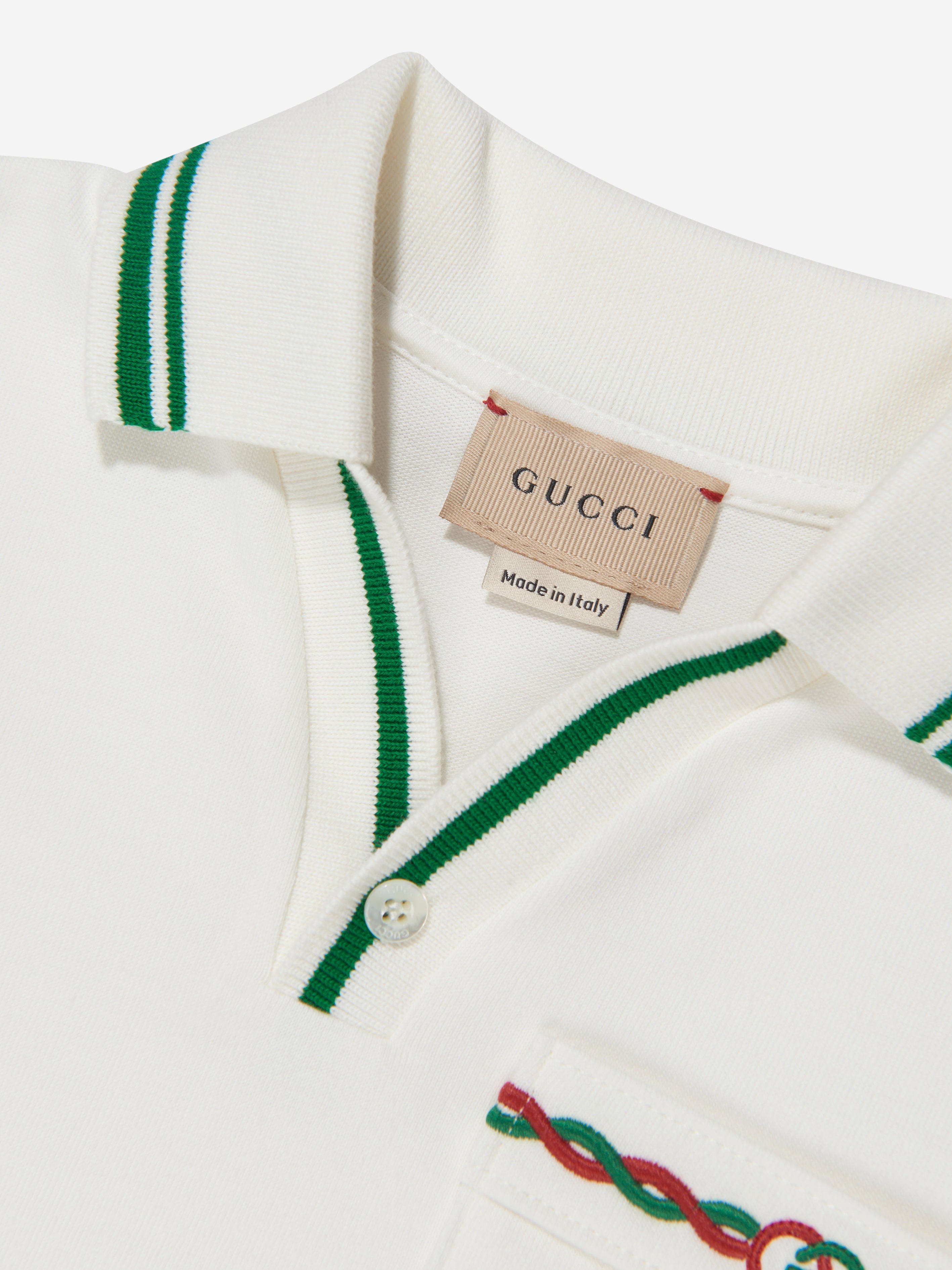 Gucci Boys Pocket Polo Shirt in White