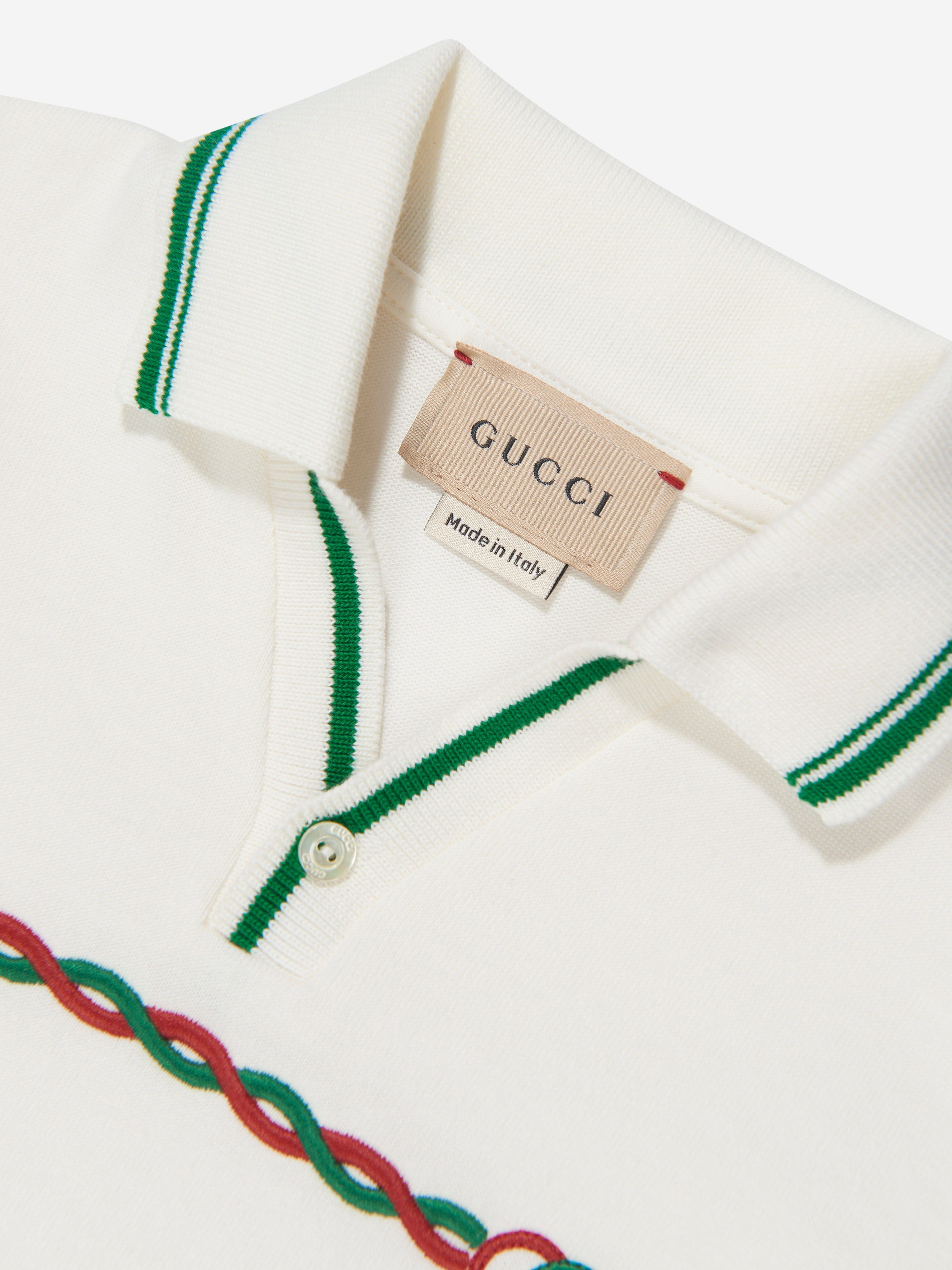 Gucci Baby Boys Logo Polo Shirt in White