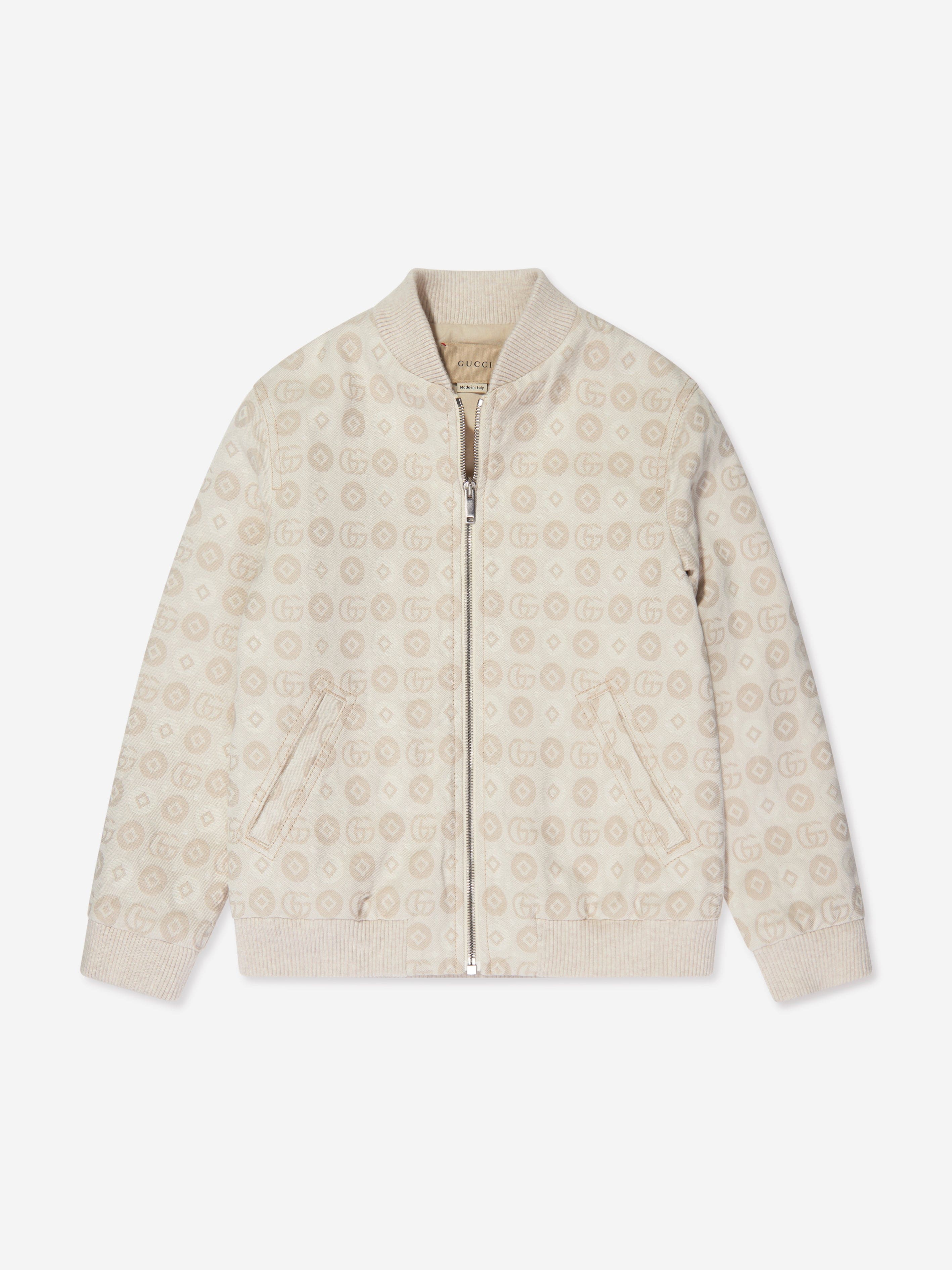 Gucci Boys Denim Bomber Jacket in Ivory