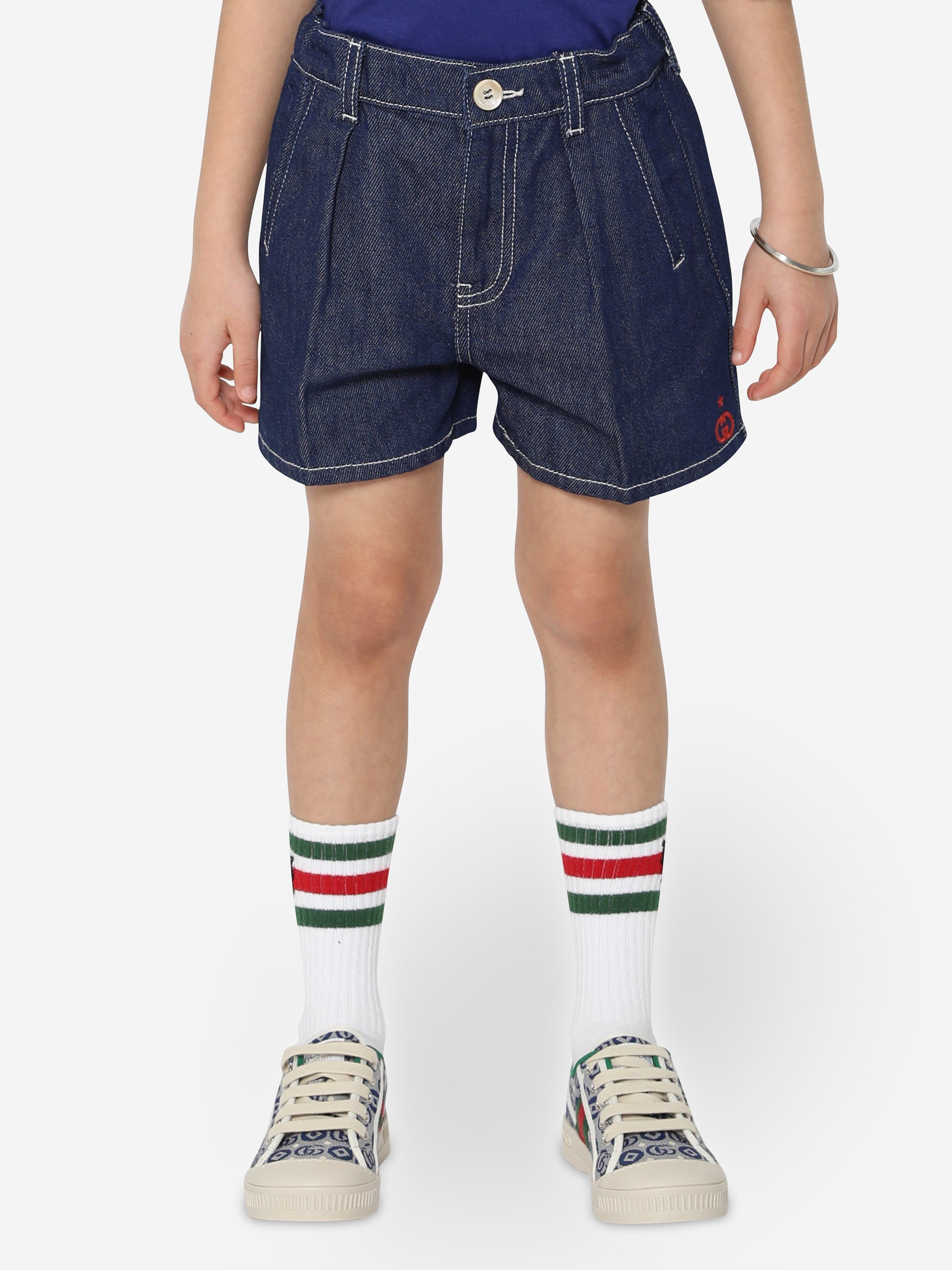 Gucci Kids Denim Bermuda Shorts in Blue