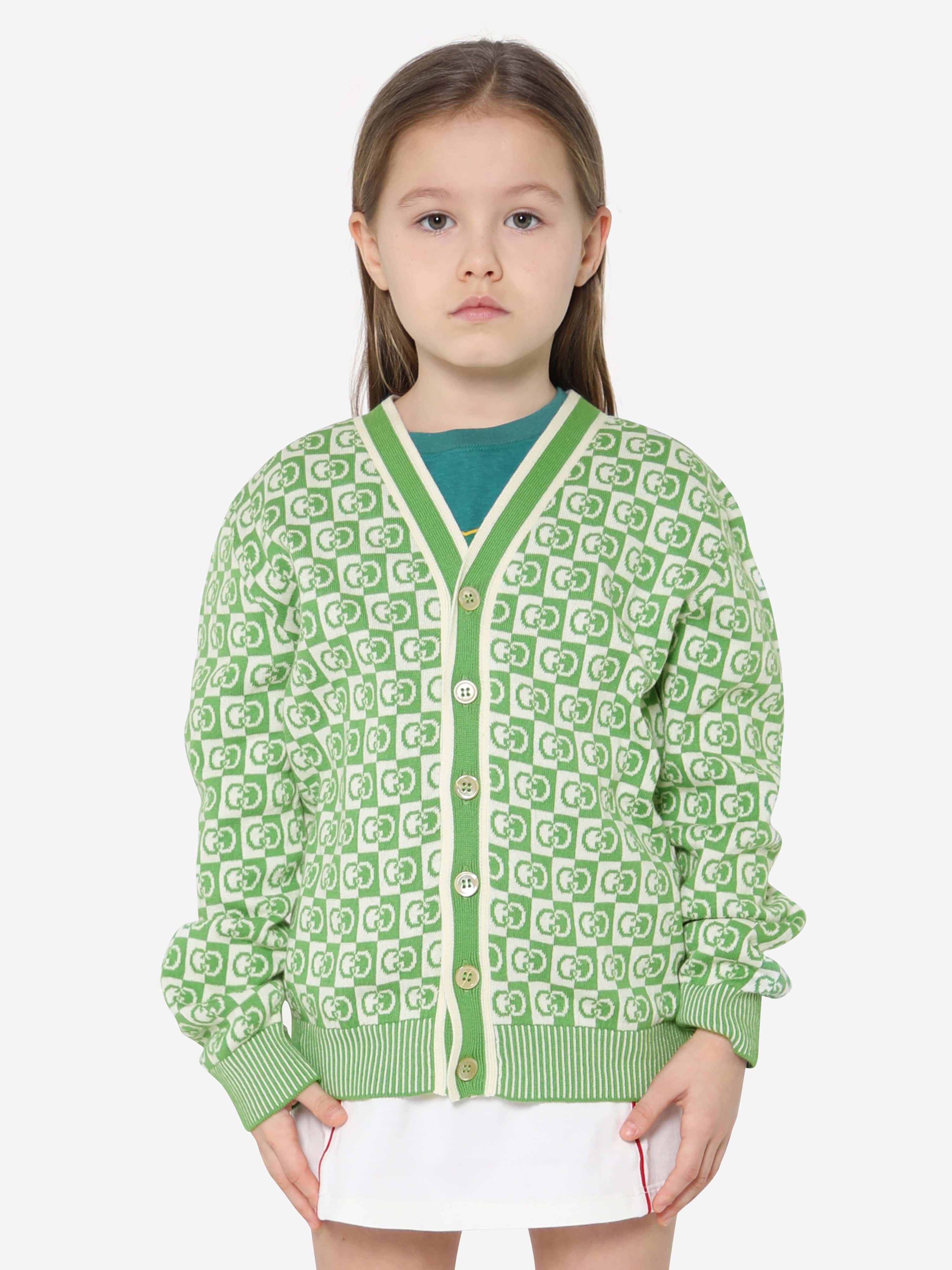 Gucci Kids GG Knitted Cardigan in Green