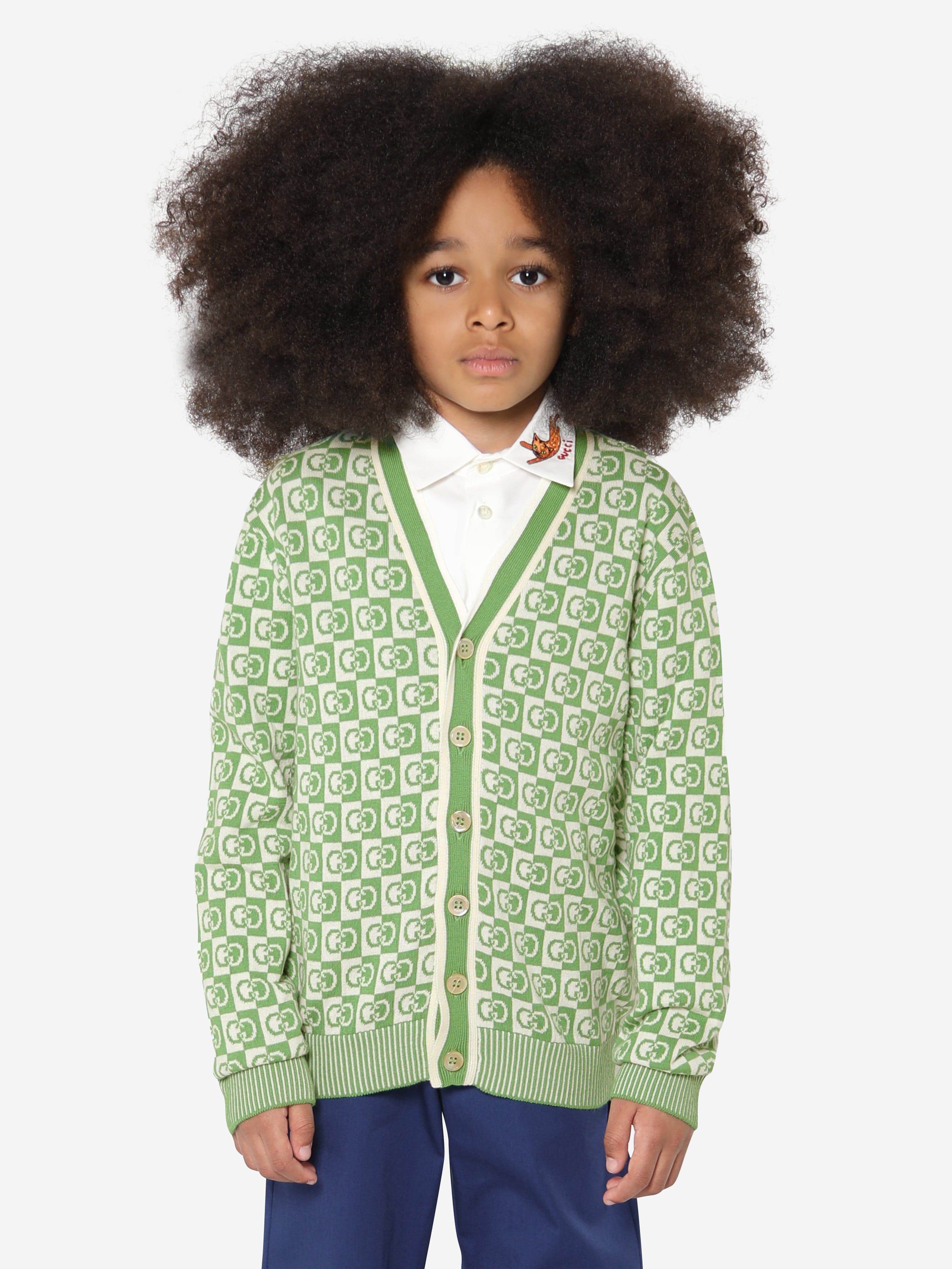 Gucci Kids GG Knitted Cardigan in Green