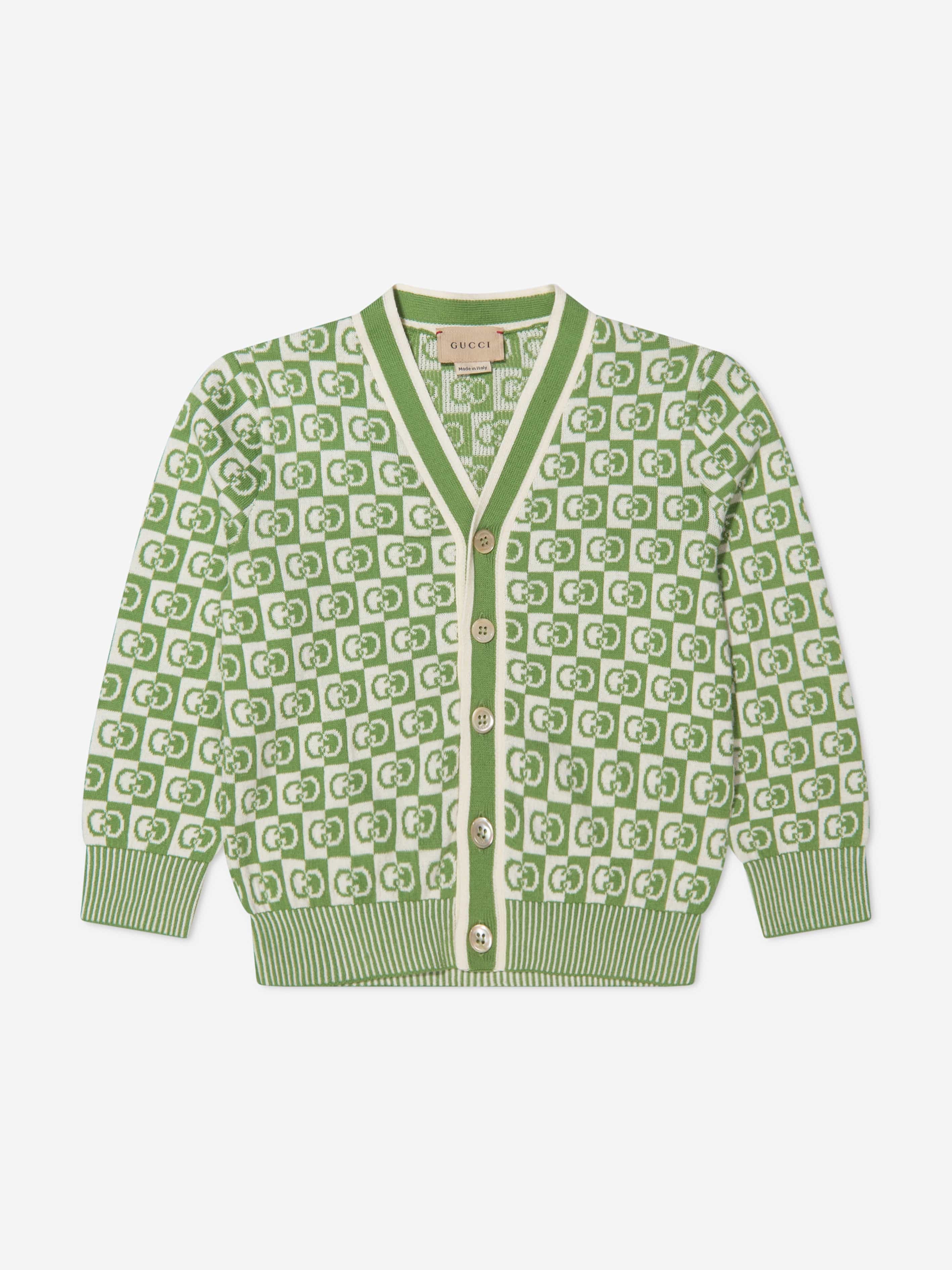 Gucci Kids GG Knitted Cardigan in Green