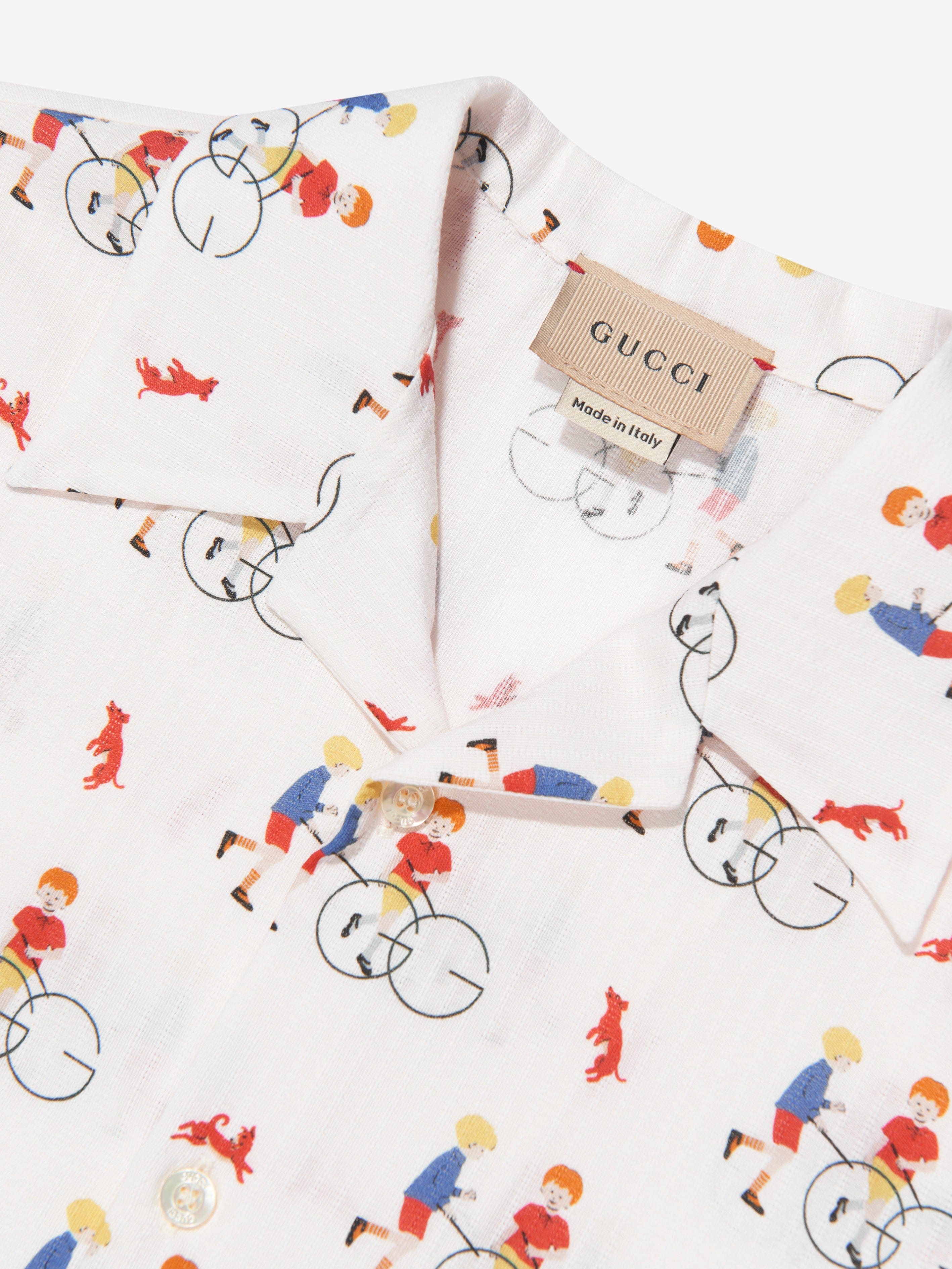 Gucci Boys Short Sleeve Shirt in Ivory